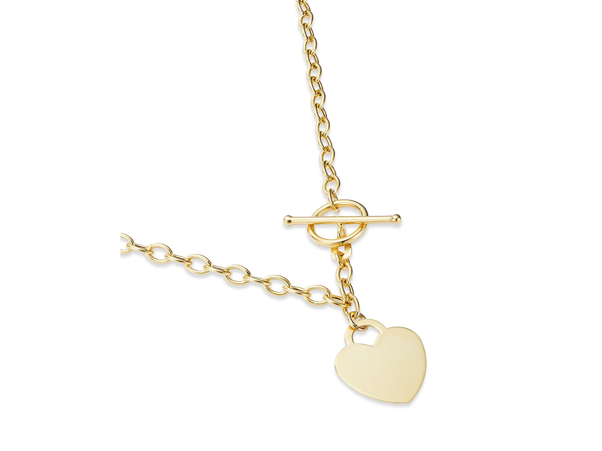 Polished Heart Toggle Necklace in 14K Yellow Gold, 17" — Image 4