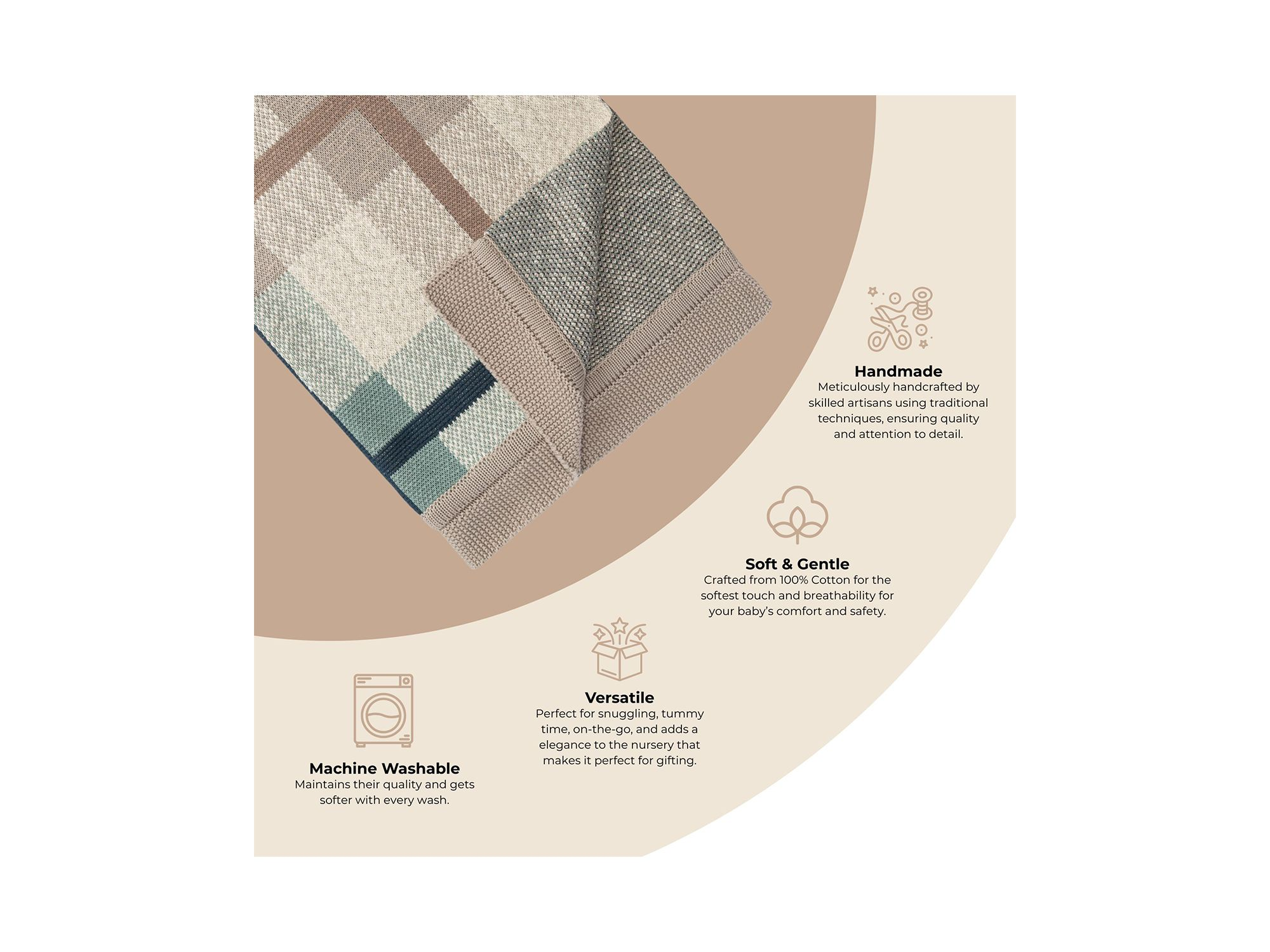 Unisex Charlie Farmhouse Knitted Plaid Blanket — Image 6
