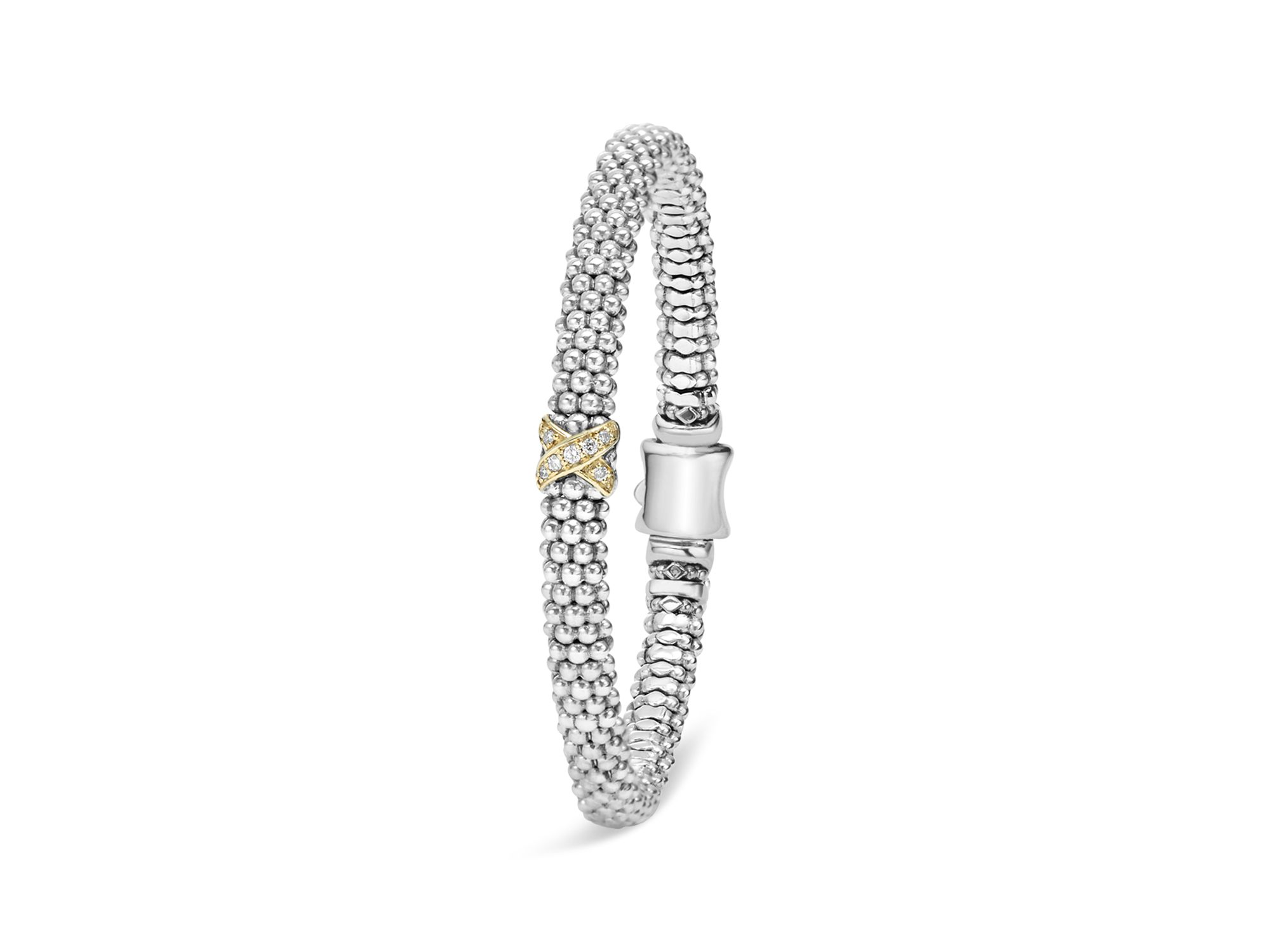 18K Yellow Gold & Sterling Silver Embrace Collection Rope Bracelet with Diamonds — Image 4