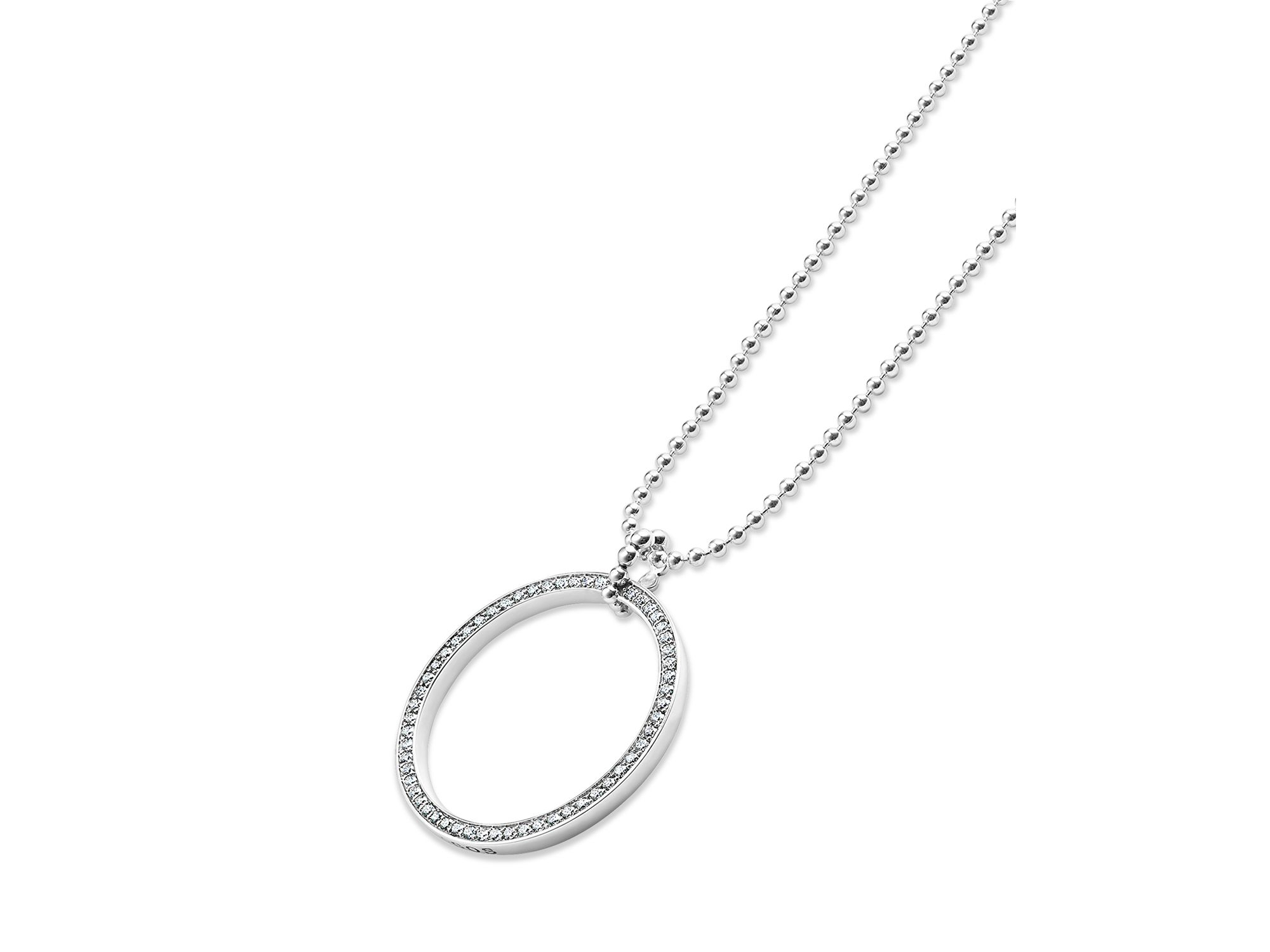 Sterling Diamond Caviar Spark Circle Pendant Necklace — Image 3