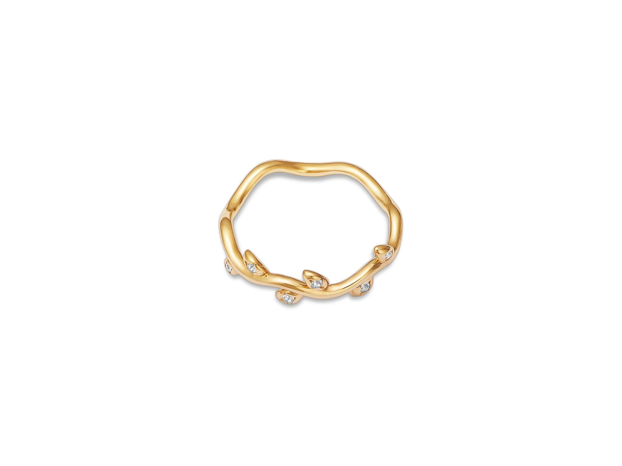 14K Yellow Gold White Topaz Vine Ring — Image 3