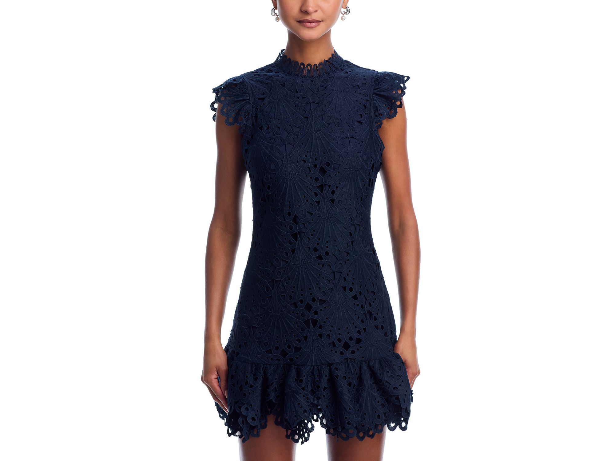 Mock Neck Lace Shift Dress - Exclusive — Image 4