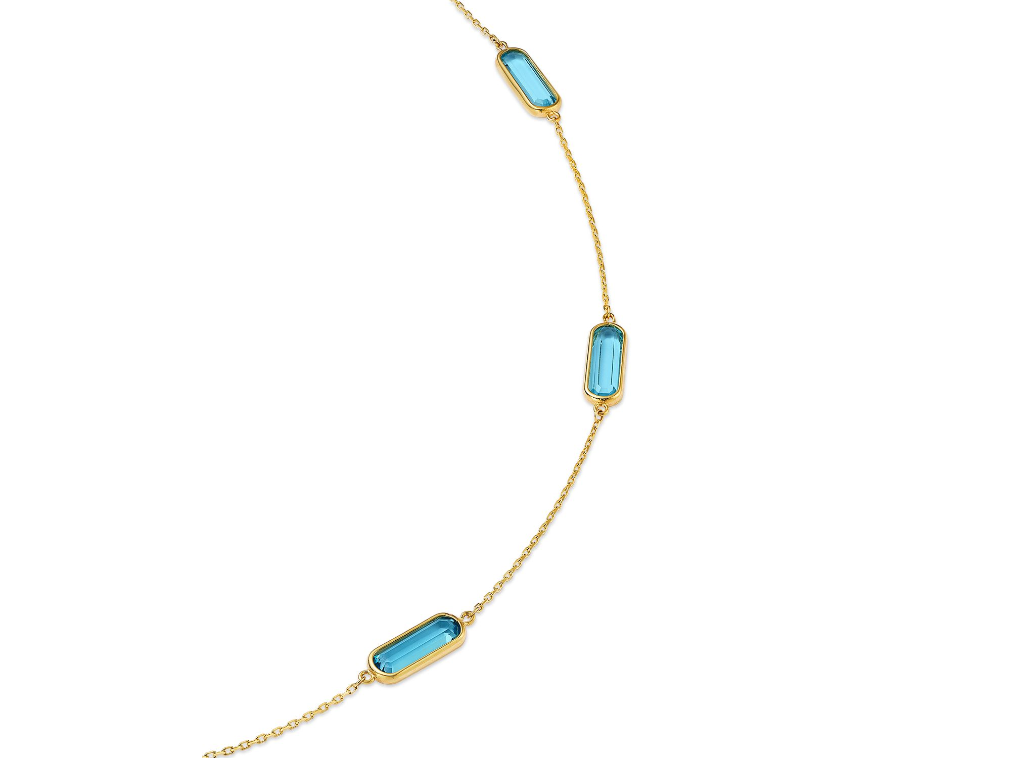 Blue Topaz Station Necklace in 14K Yellow Gold, 16-18" — Image 3