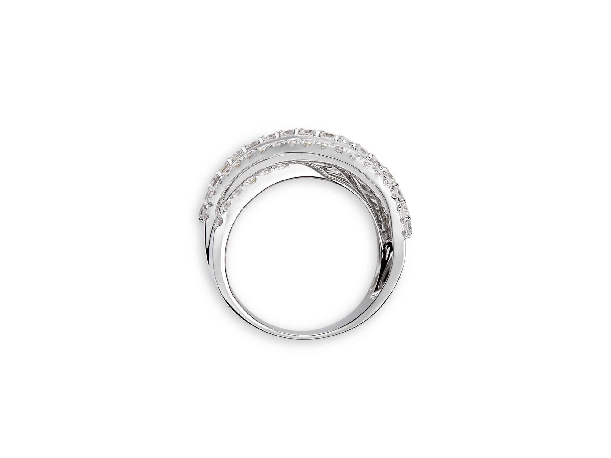 Diamond Baguette & Round Crossover Statement Ring in 14K White Gold, 2.80 tcw — Image 4