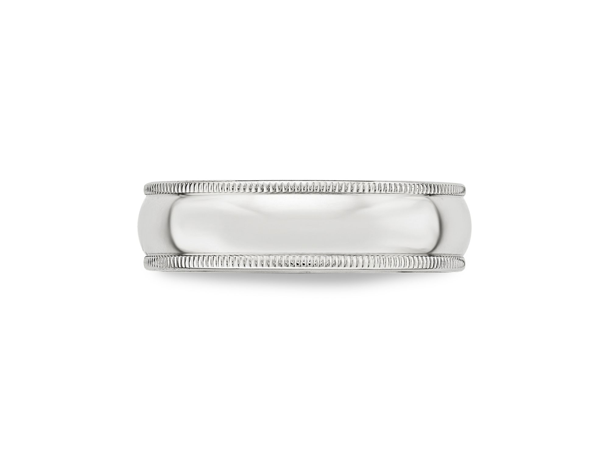 Men's 6mm Half-Round Milgrain Band in 14K White Gold — Image 4