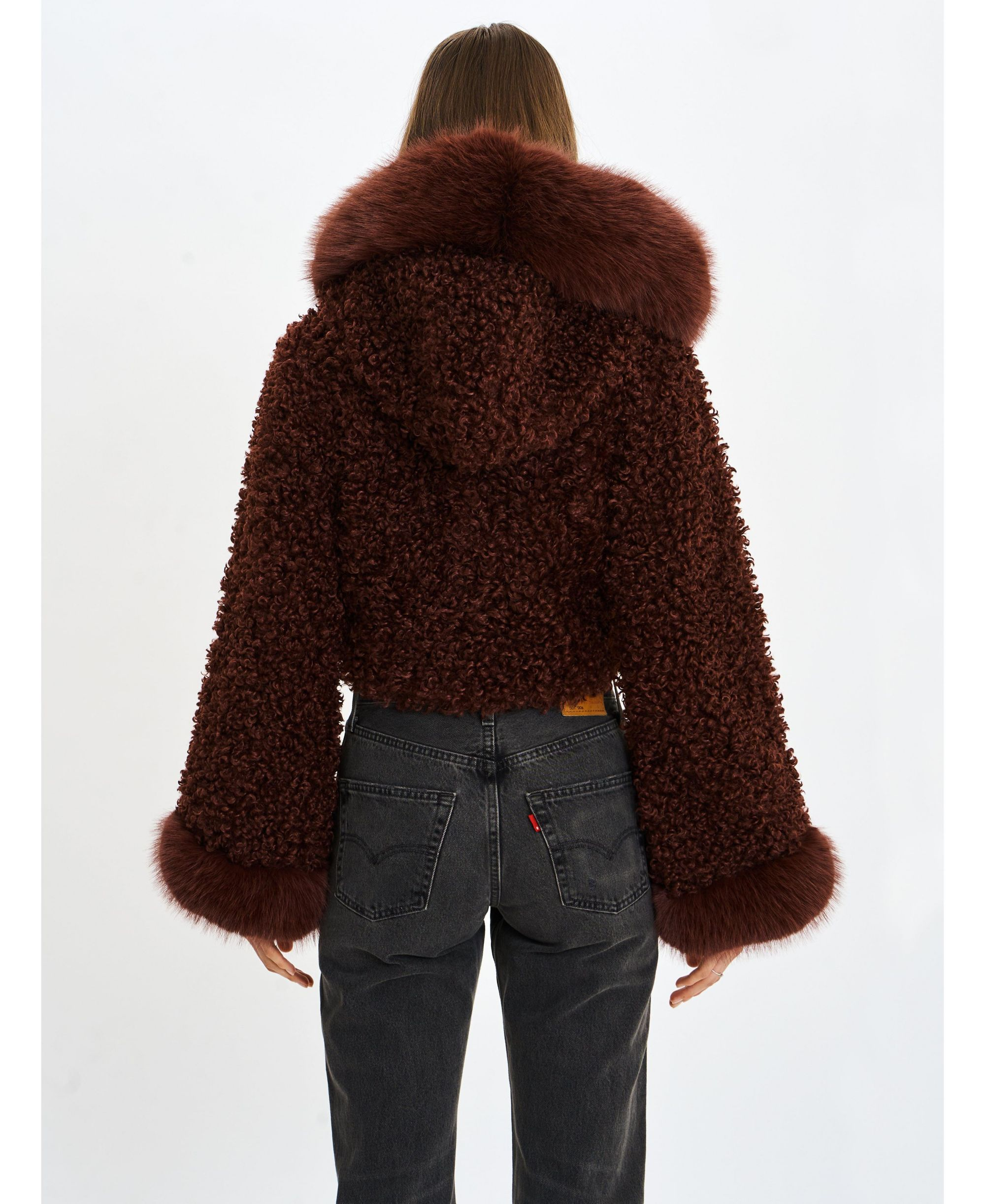 Kali Teddy Cropped Faux Fur Hooded Jacket — Image 5