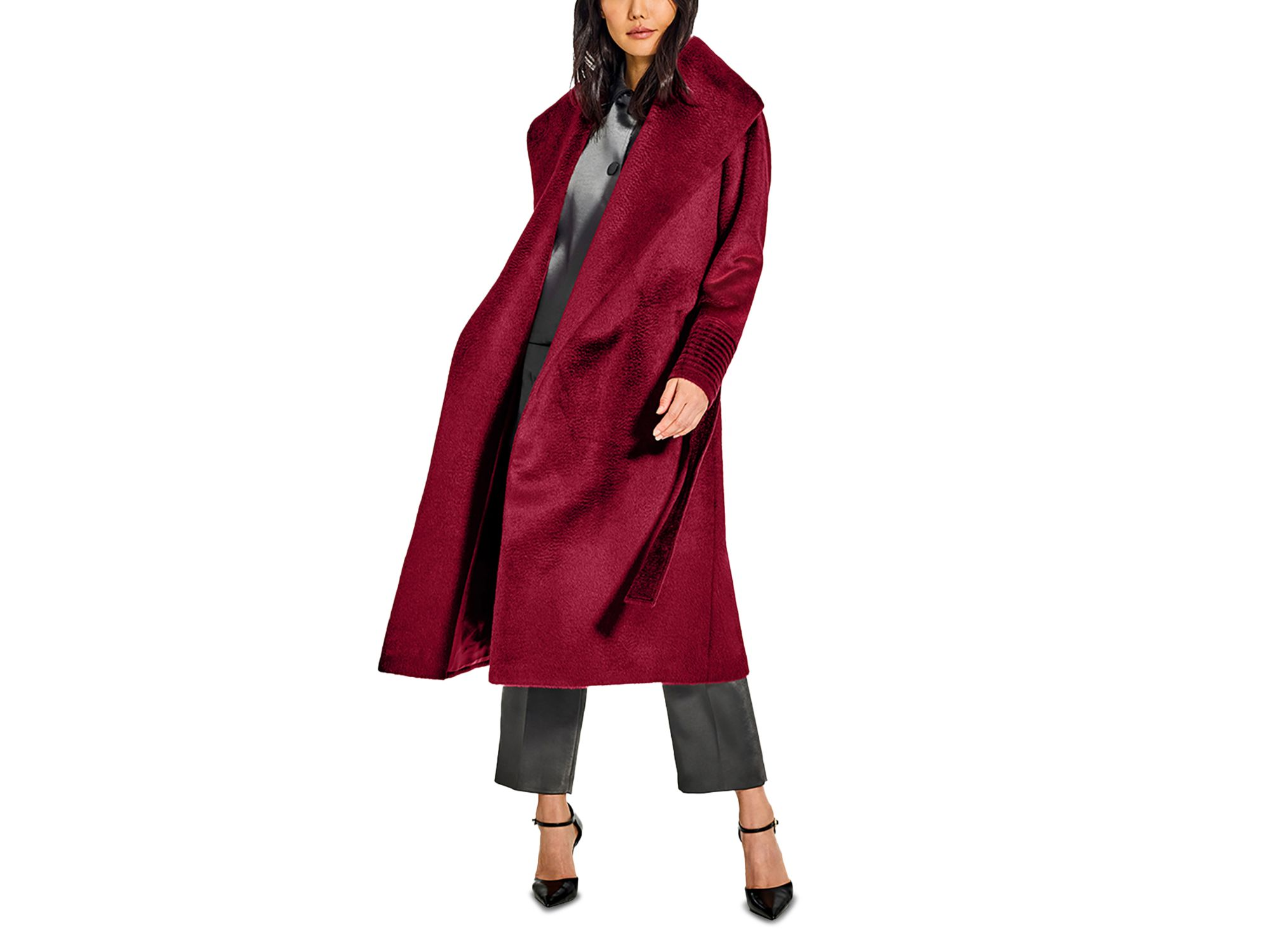 Suri Shawl Collar Long Wrap Coat — Image 3