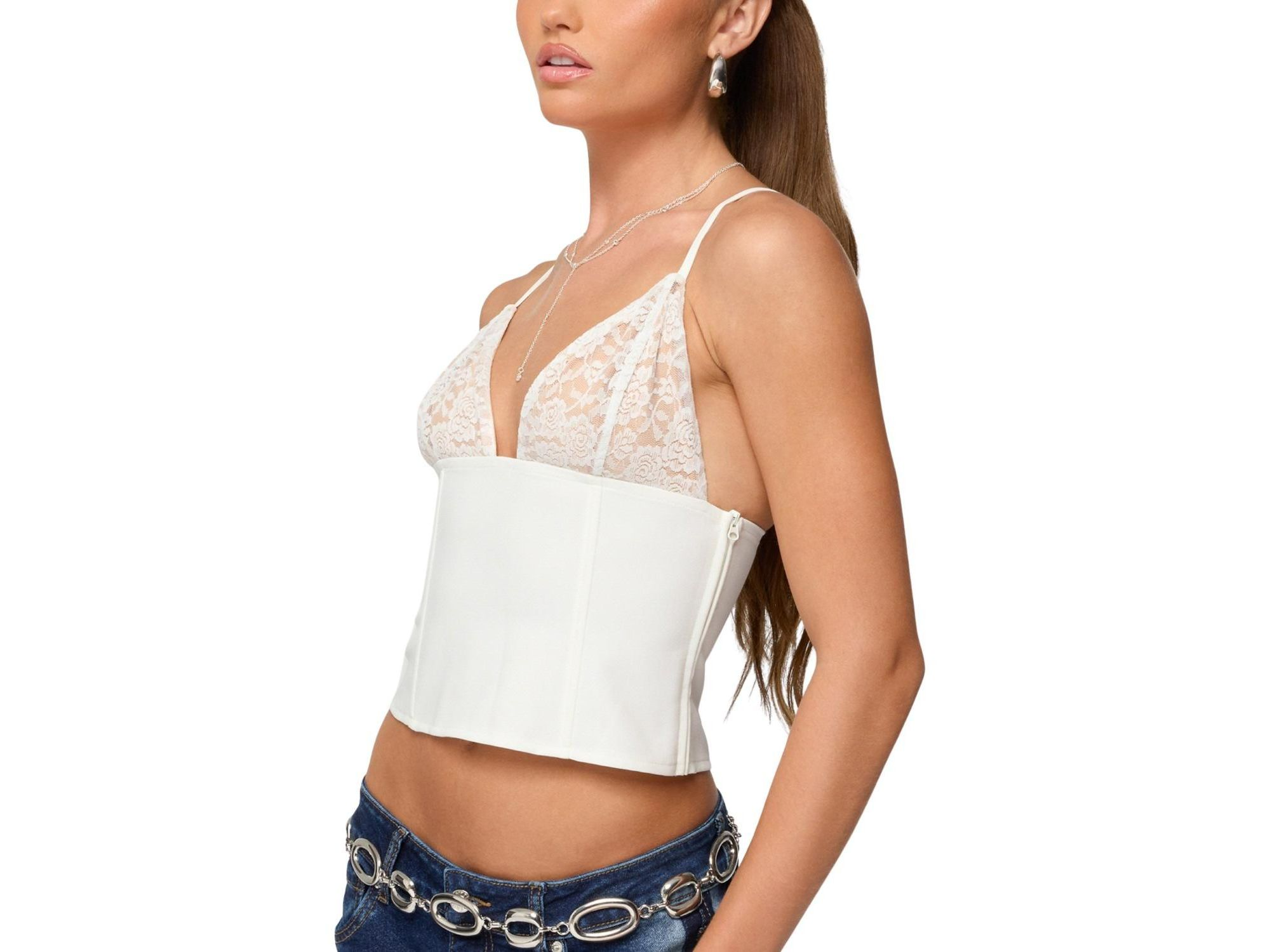 Keesha Lacey Boned V Neck Top — Image 3