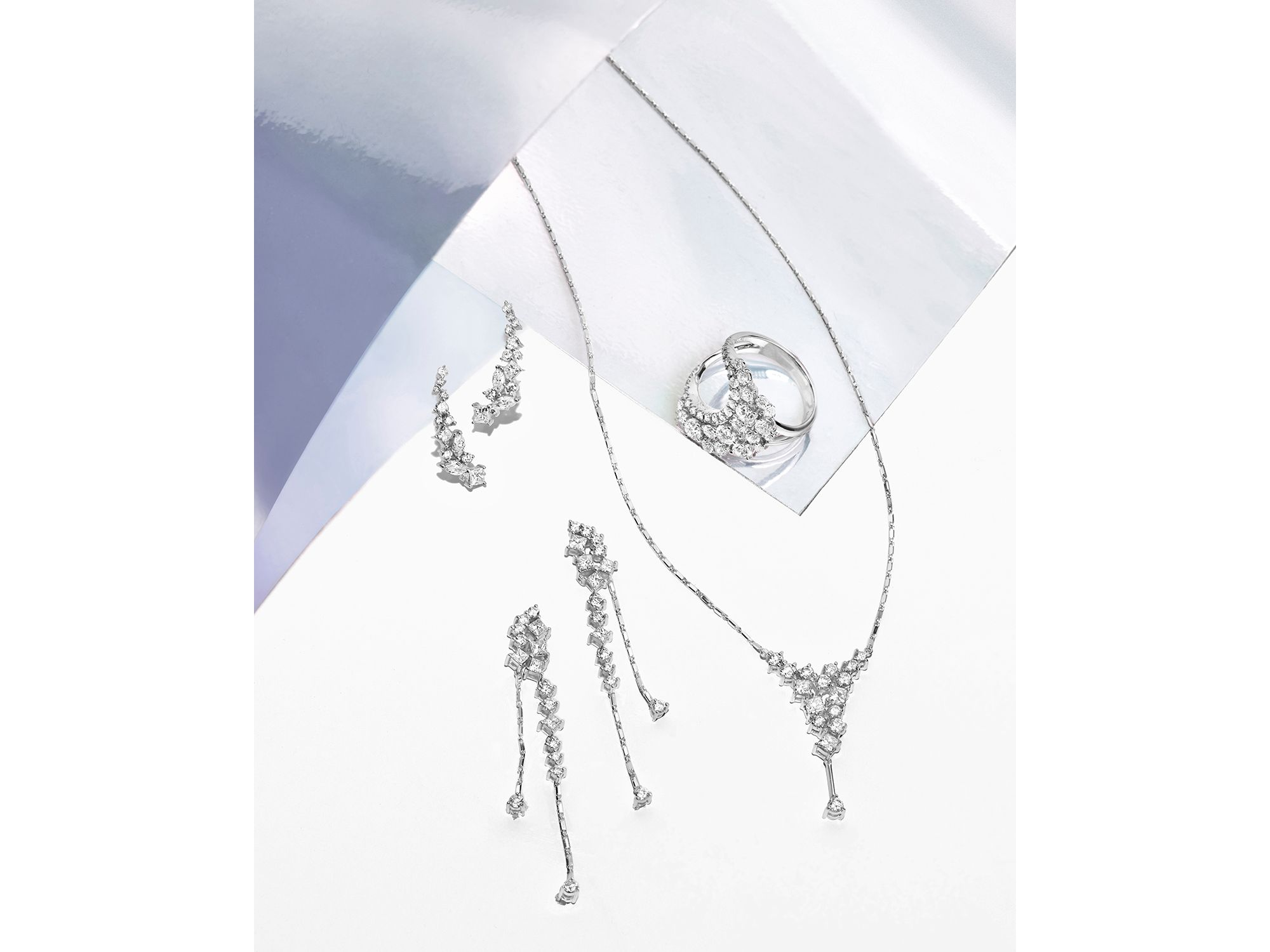 Diamond Fancy Cut Ear Climbers in 14K White Gold, 1.0 tcw — Image 5