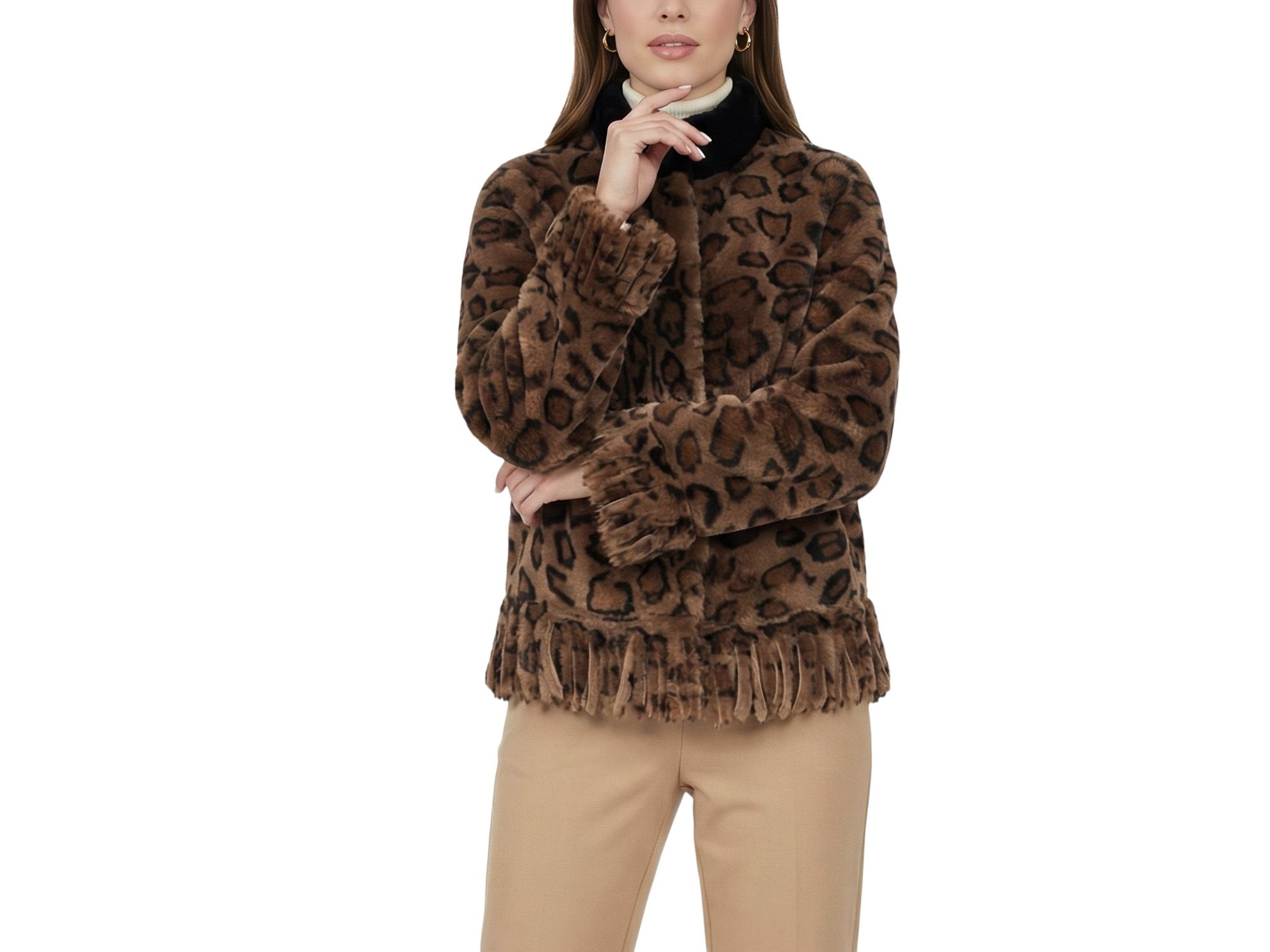 Shearling Lamb Jacket with Fringes — Image 4
