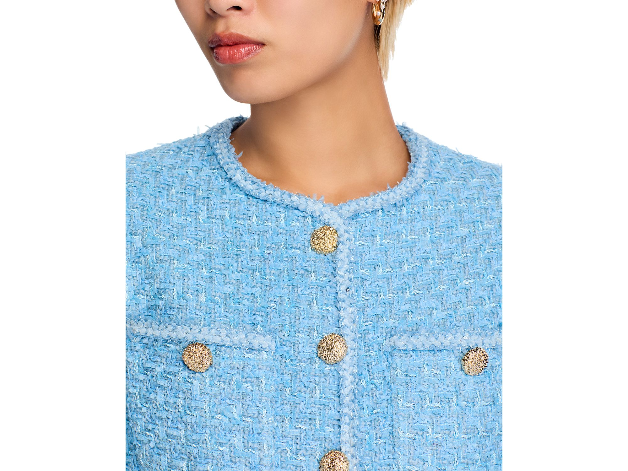 Tweed Collarless Jacket - Exclusive — Image 3