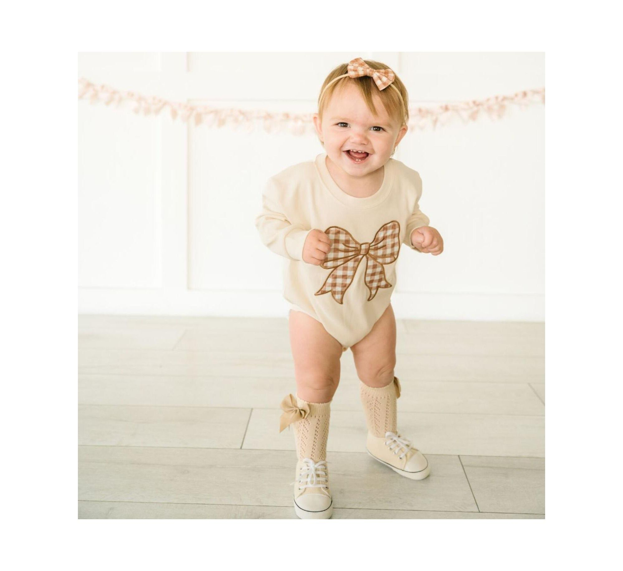 Girls' Gingham Printed Tulle Bow Baby Headband — Image 6