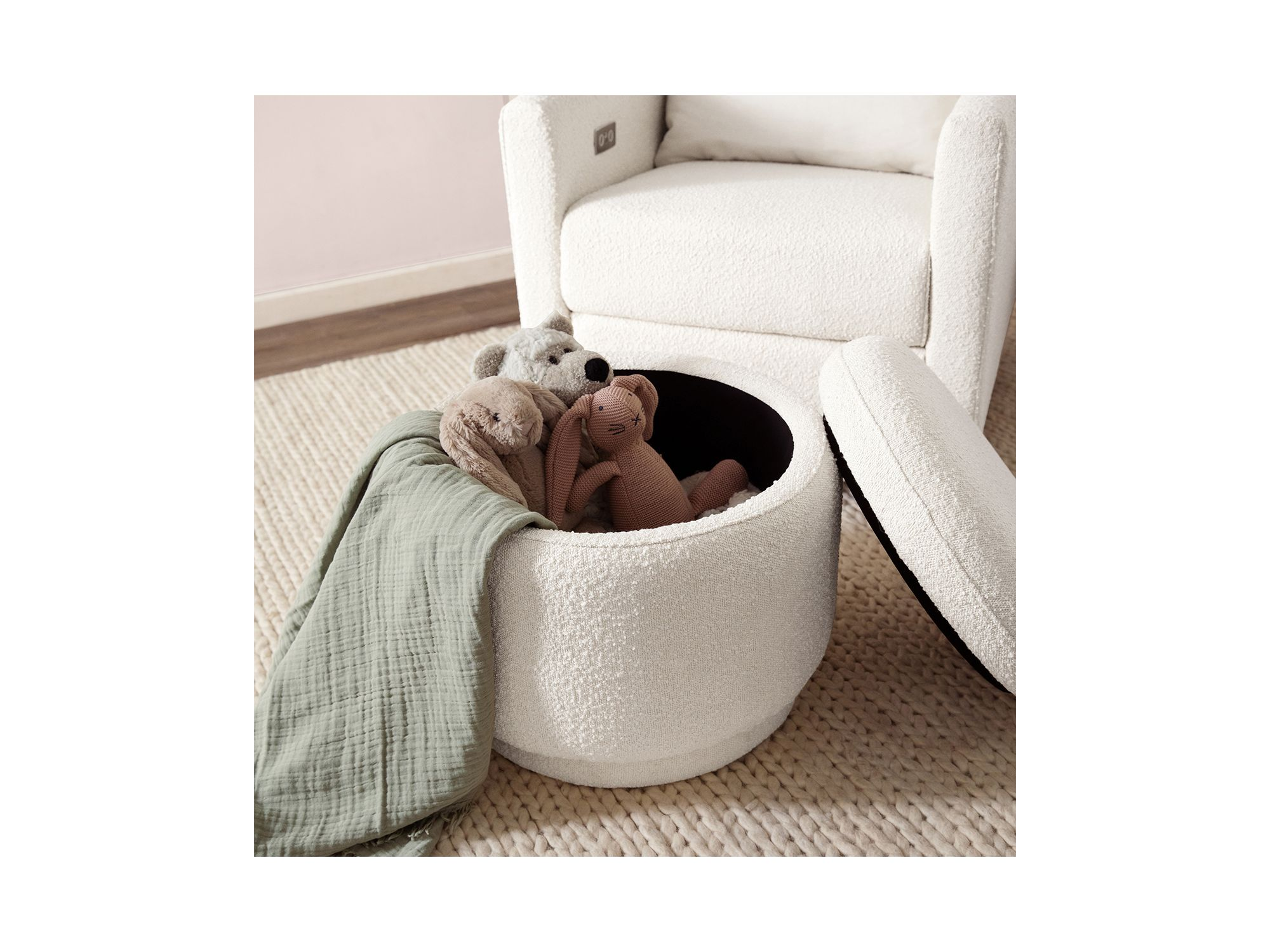 Enoki Bouclé Storage Ottoman — Image 5
