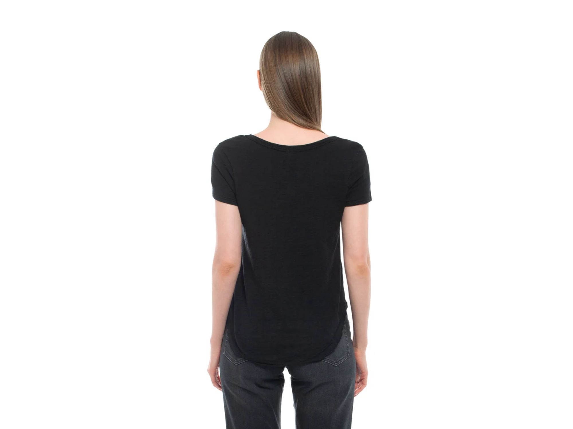 Short Sleeve Raw Hem Shirttail Tee — Image 3