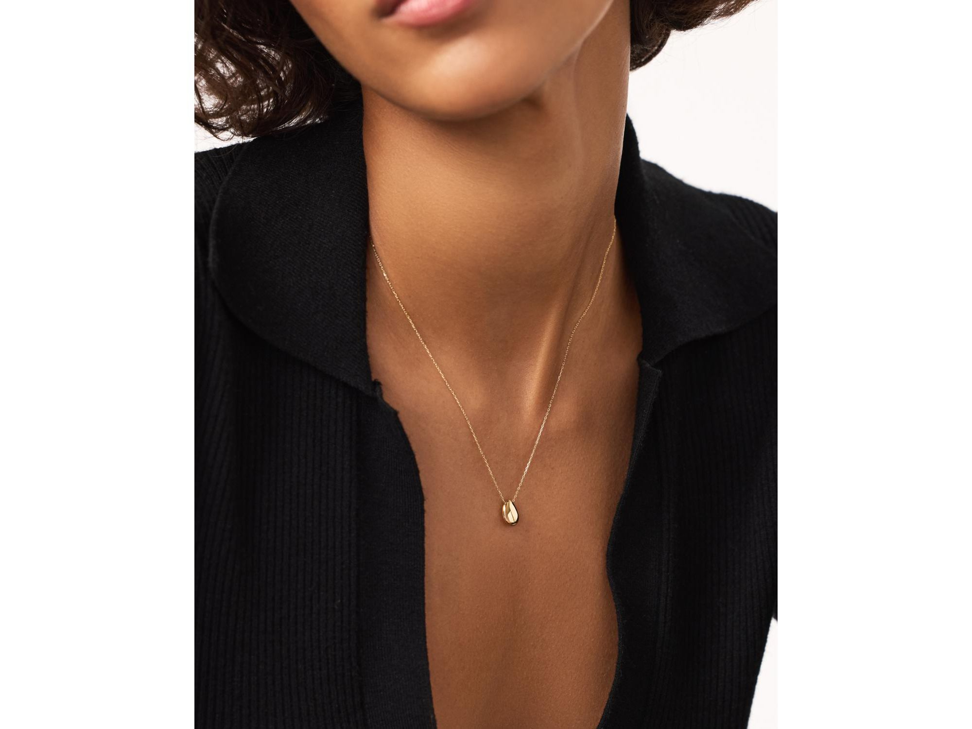 Gold Pendant Necklace - Gold Teardrop Necklace — Image 3