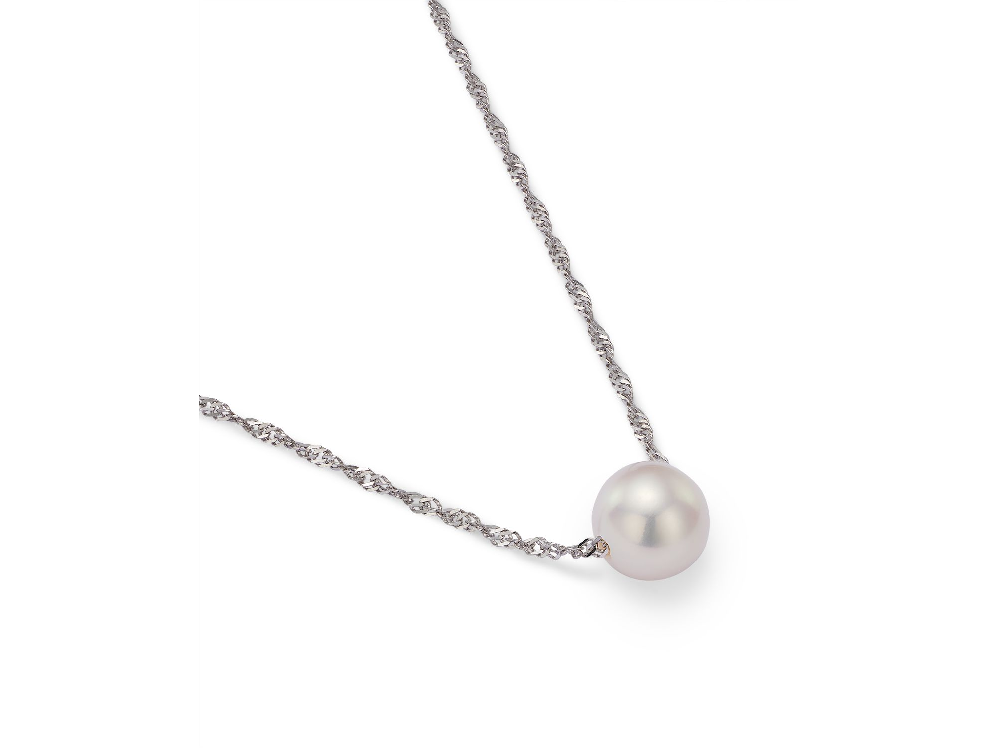 Cultured Freshwater Pearl Floating Pendant Necklace in 14K White Gold, 18" - Exclusive — Image 3