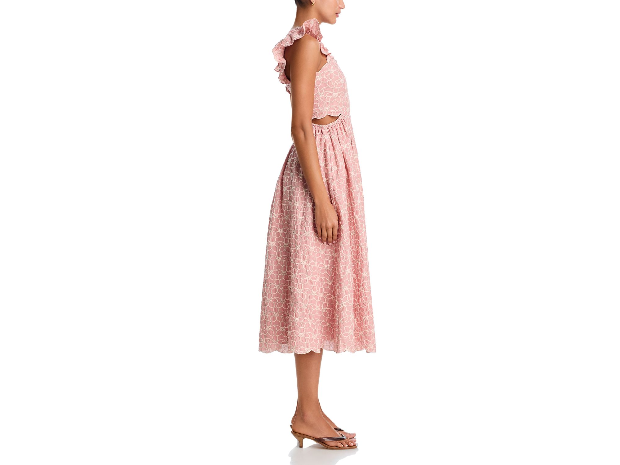 Embroidered Scallop Midi Dress - Exclusive — Image 5