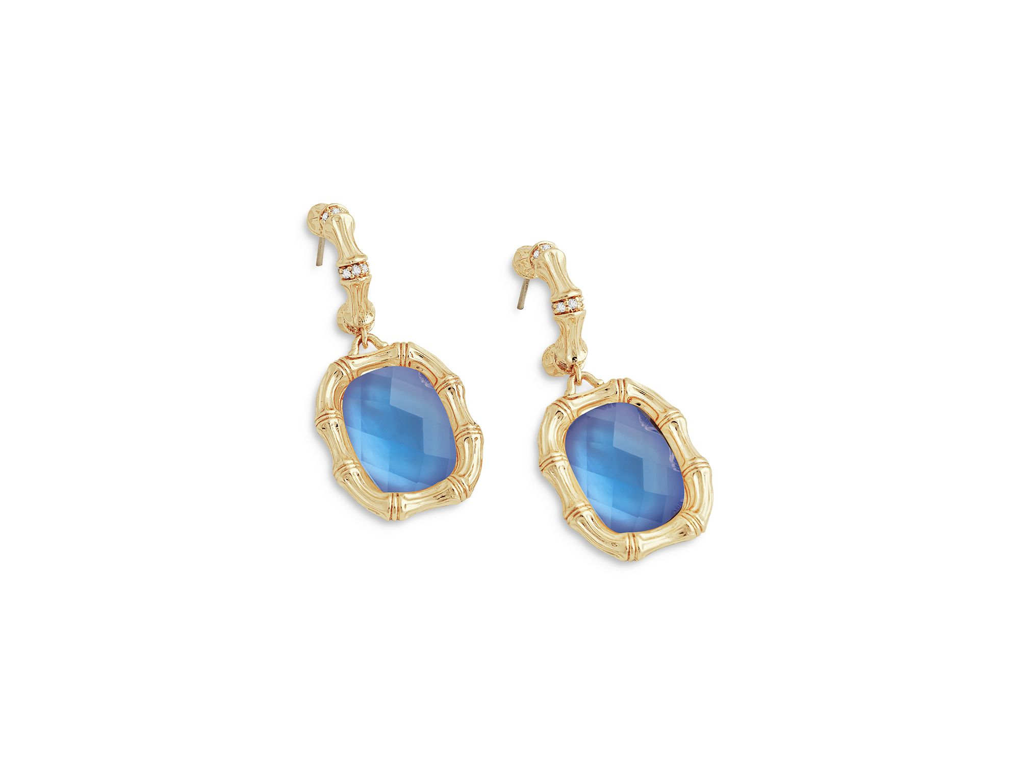 Bamboo Stone Drop Earrings in 18K Gold Plated — Image 4