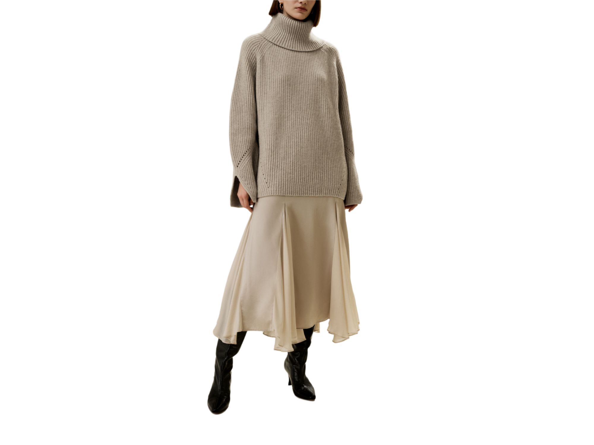 Oversized Merino Wool Sweater with Slit Sleeves — Image 4