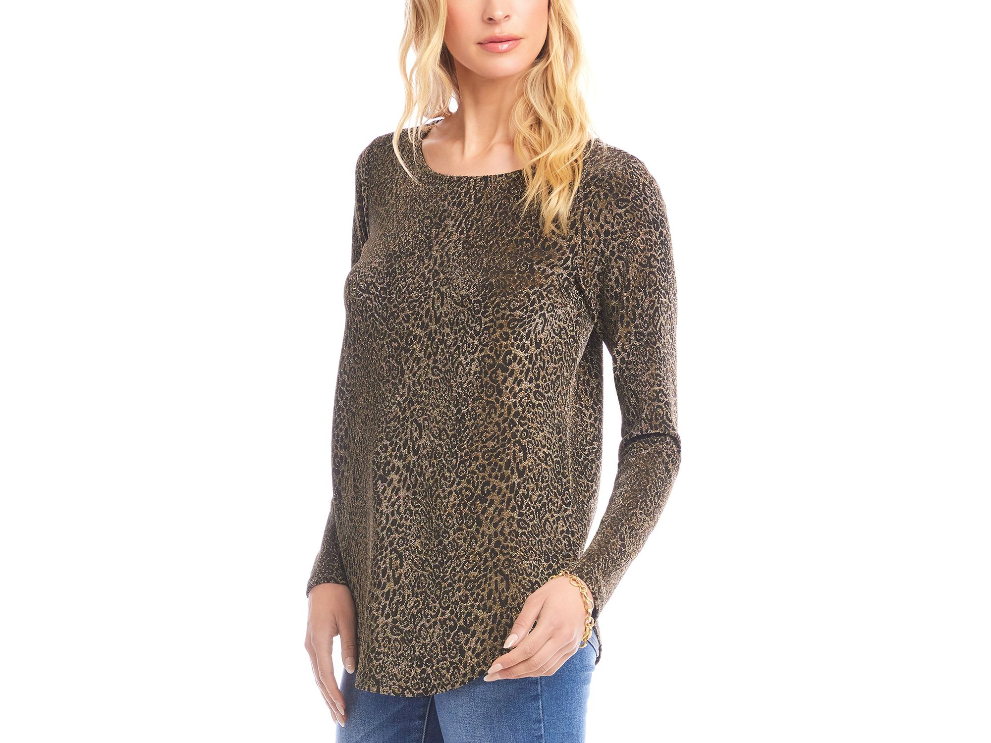 Metallic Knit Shirttail Top — Image 3