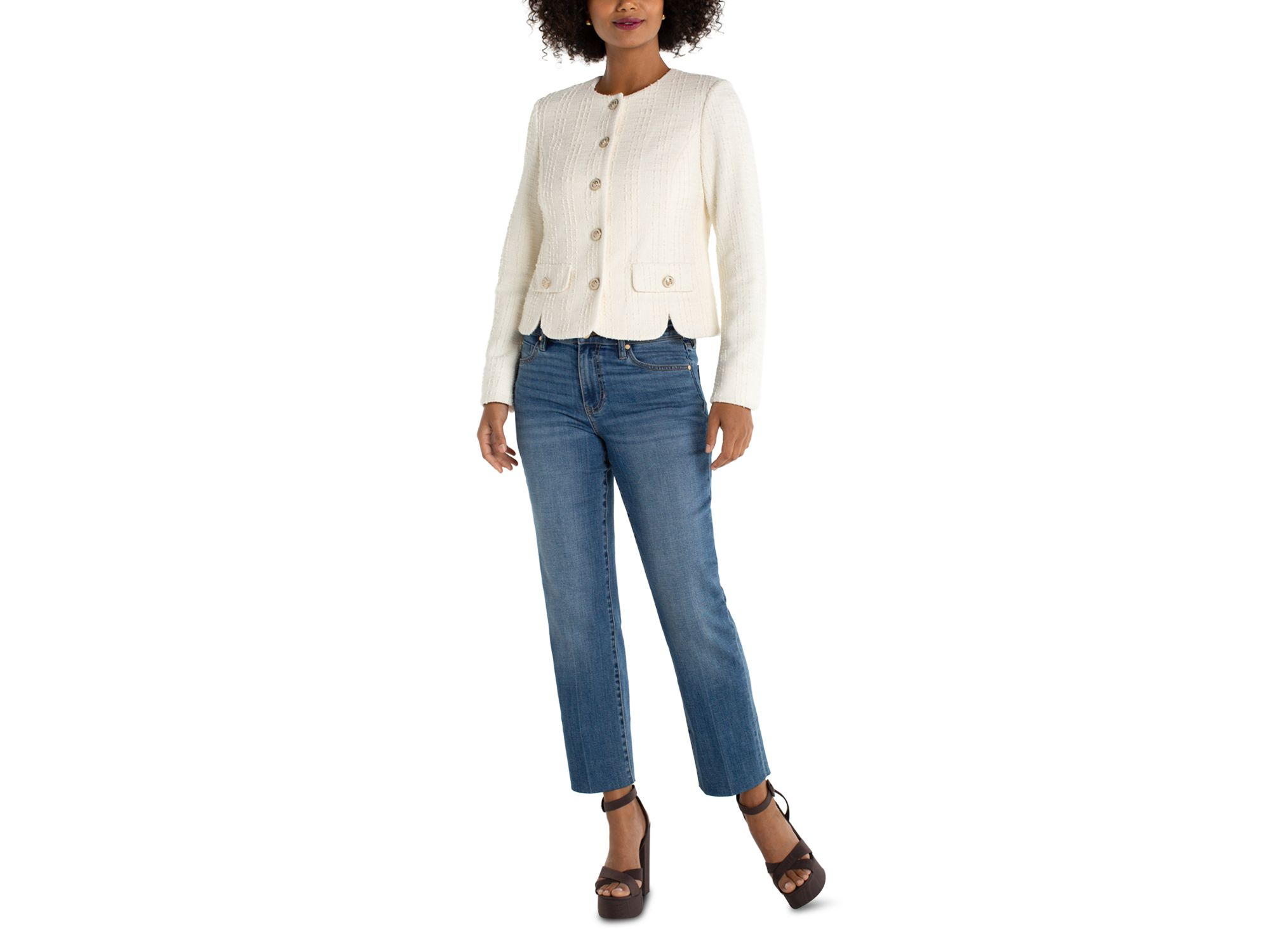 Collarless Bouclé Jacket — Image 5