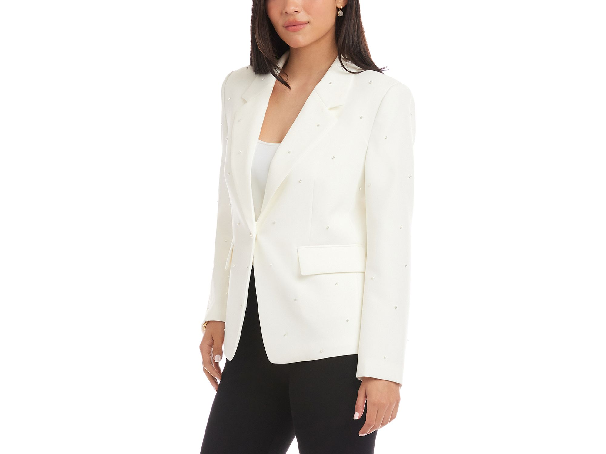 Faux Pearl Embellished Blazer — Image 5