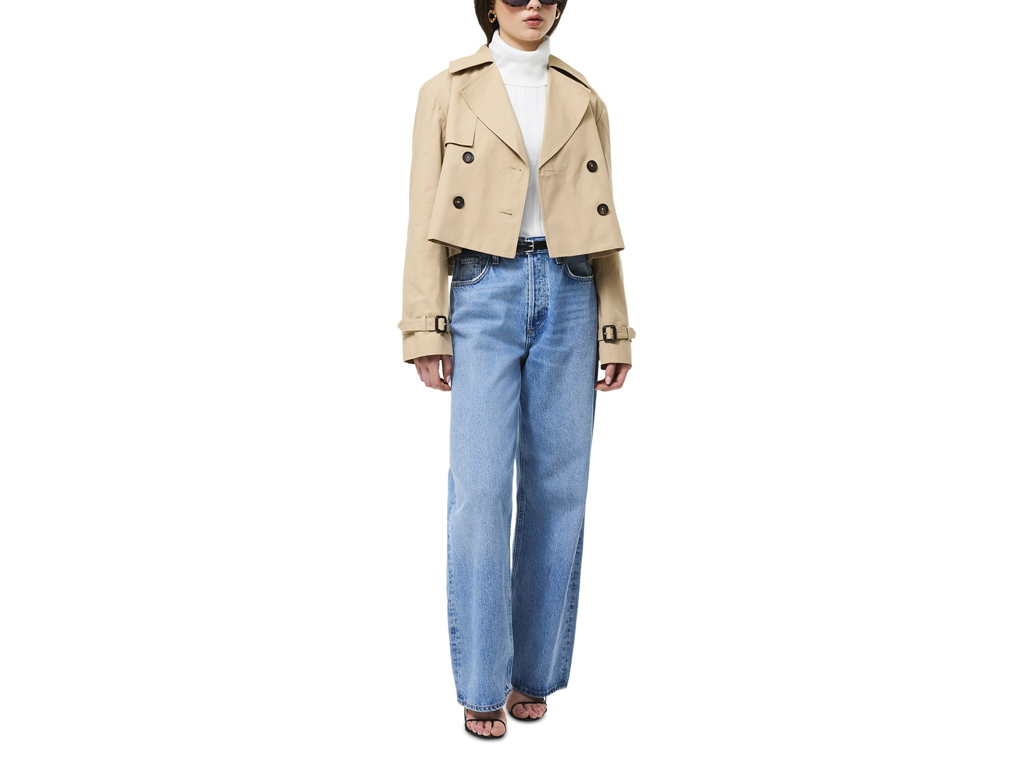 Cropped Twill Trench Coat — Image 3