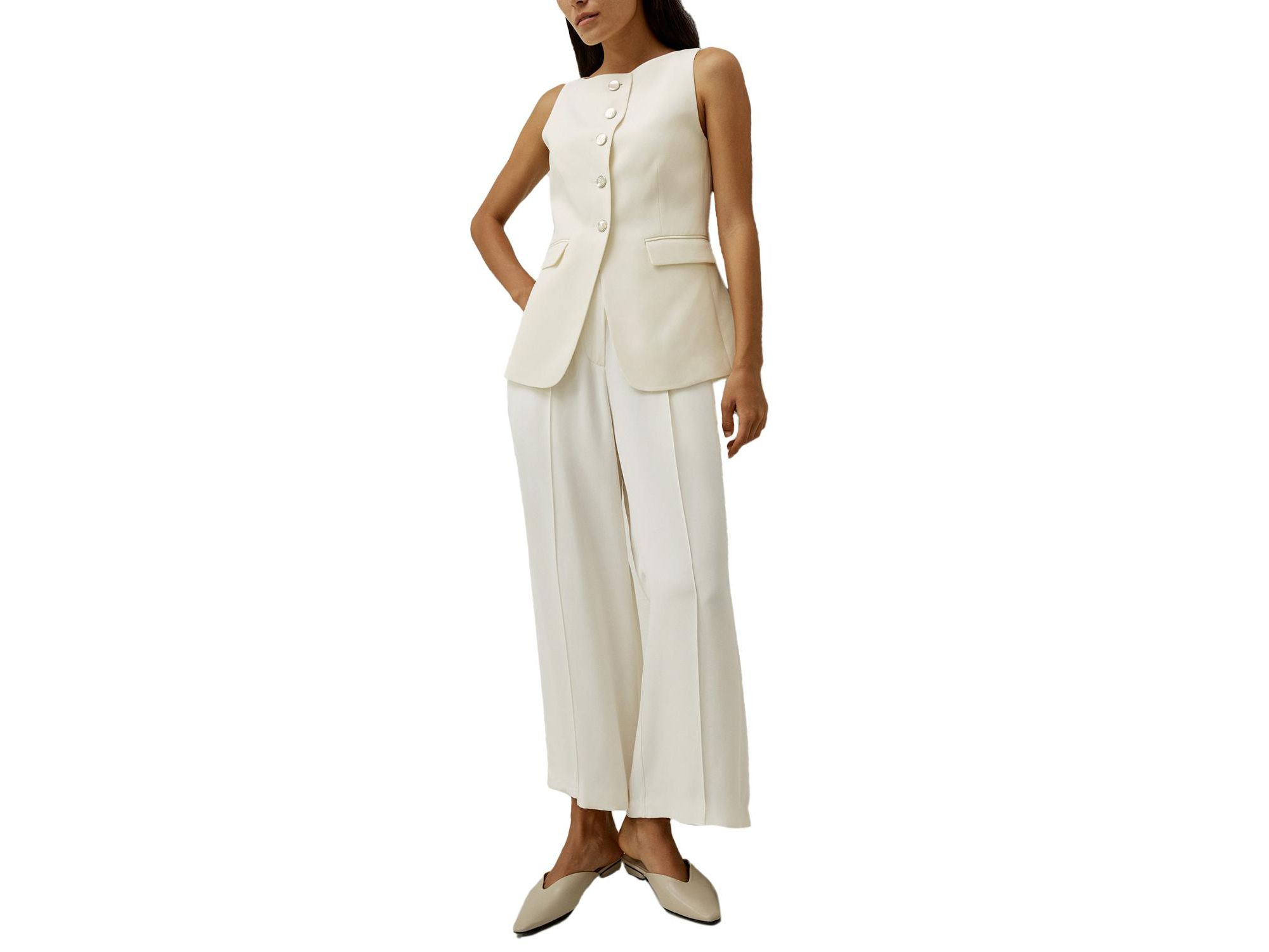 Sleeveless Button Up Silk Vest — Image 4
