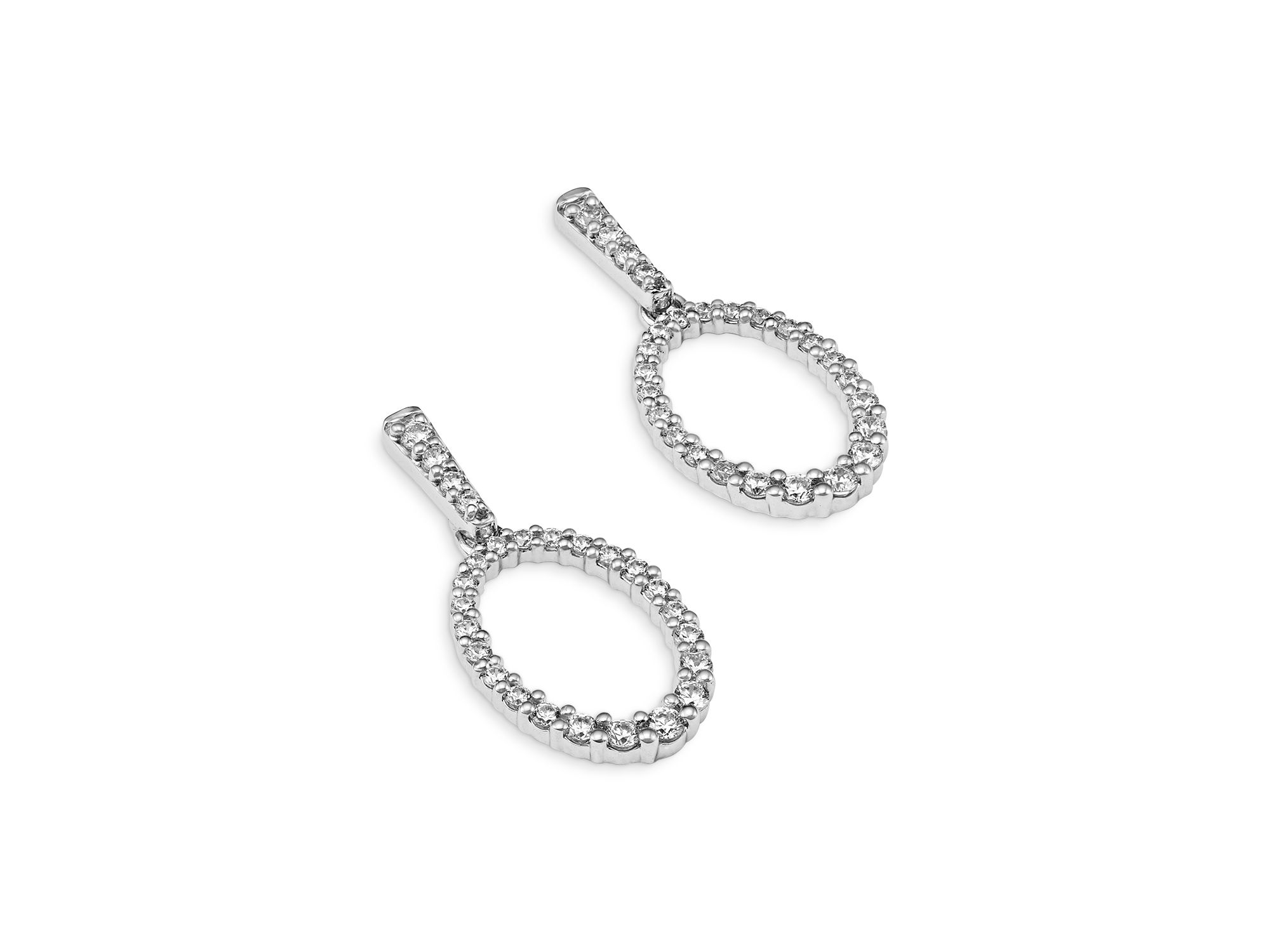 Diamond Circle Drop Earrings in 14K White Gold, 0.50 tcw — Image 3