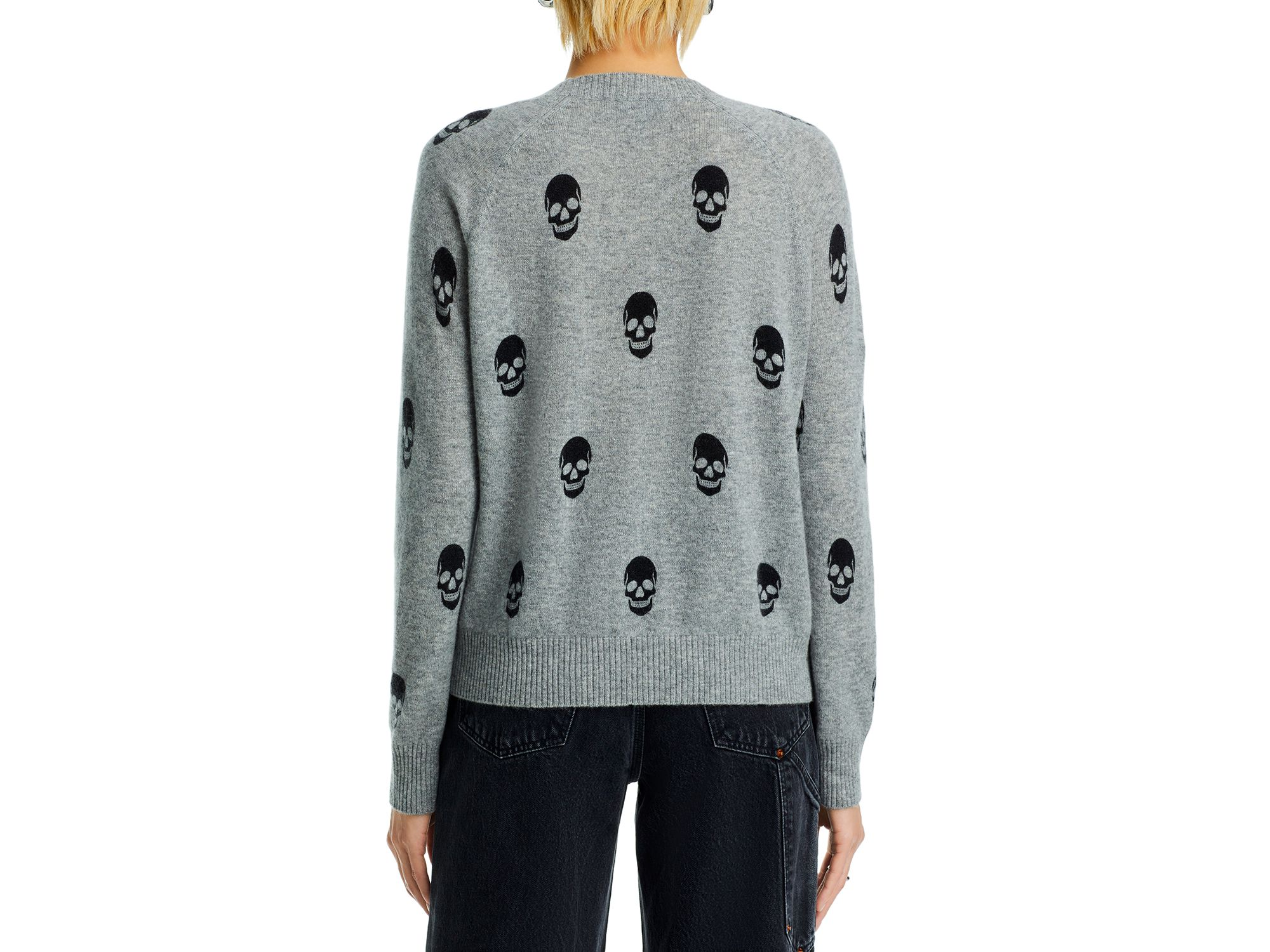 100% Cashmere Skull Print Crewneck Sweater - Exclusive — Image 4