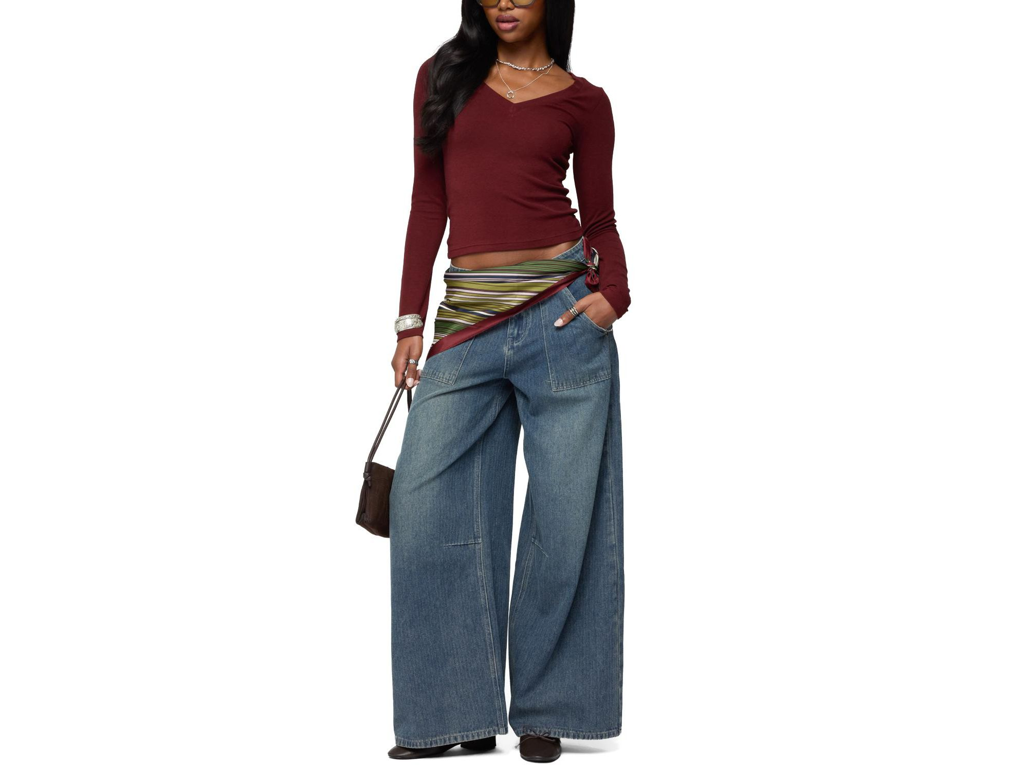 Larna V Neck Ribbed T Shirt — Image 4