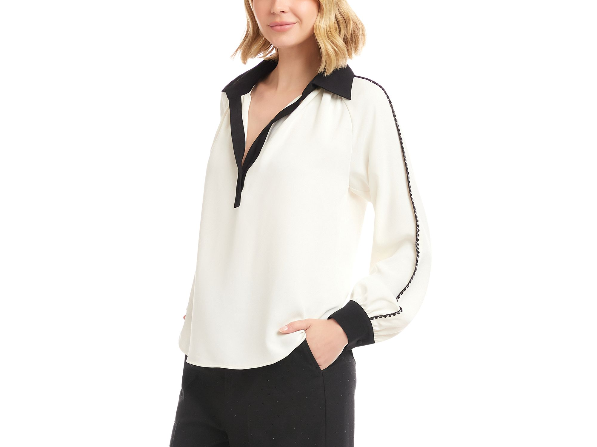 Long Sleeve Colorblock Edge Stitch Top — Image 5