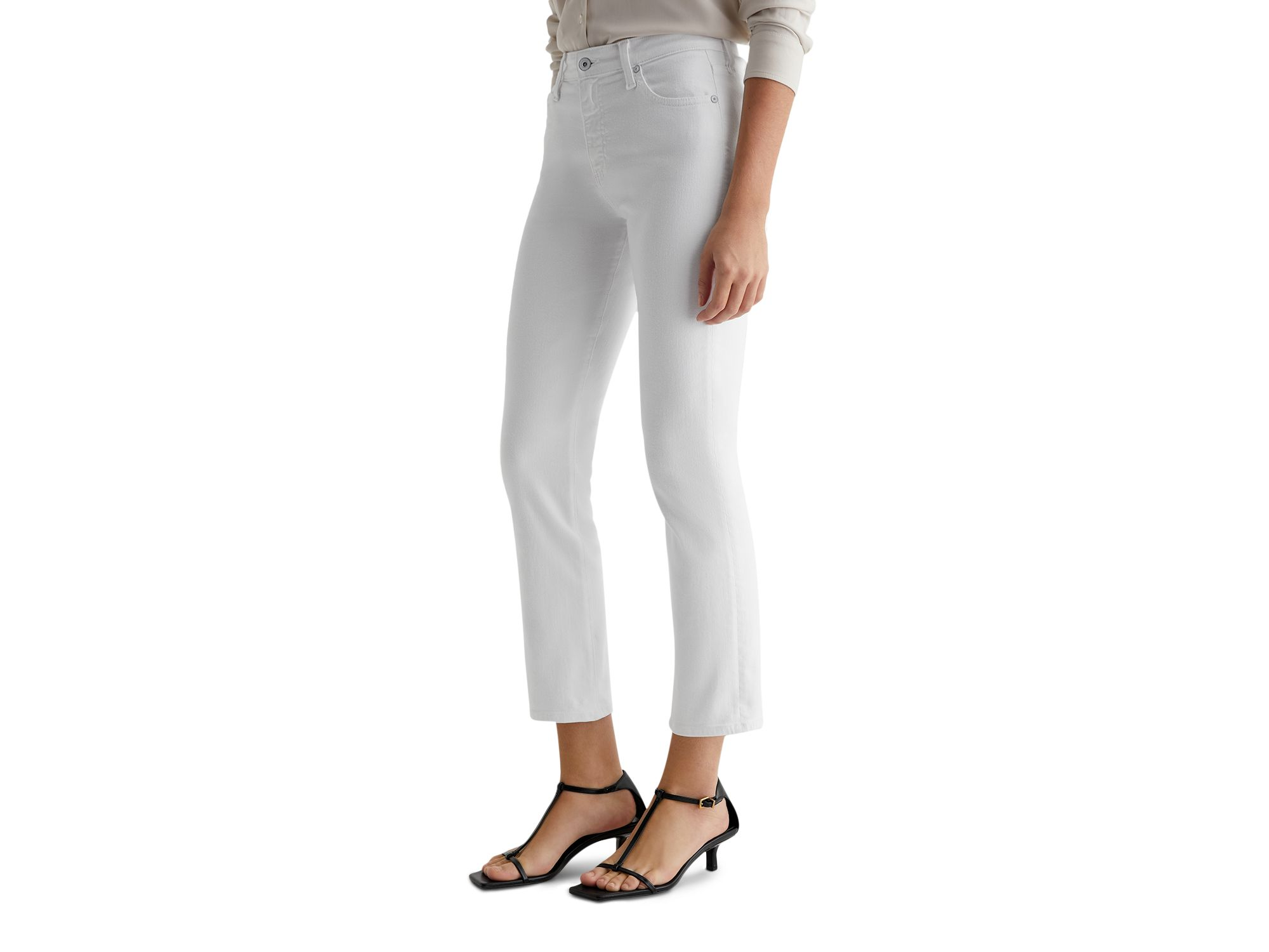 Mari Mid Rise Crop Jeans in Gallery White — Image 6