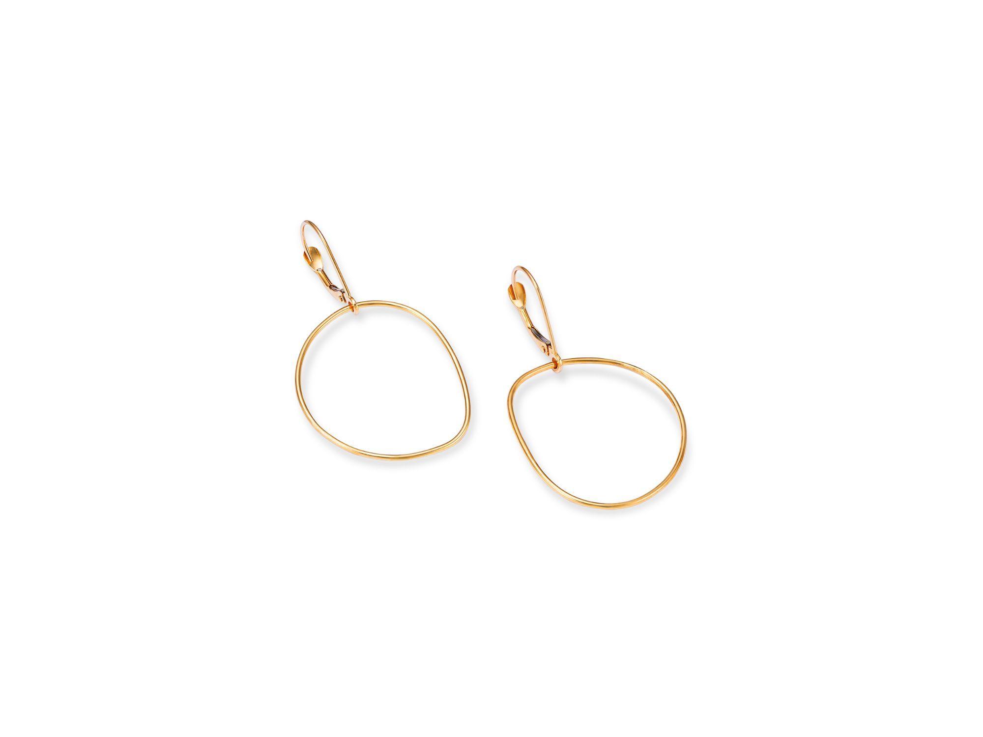 Abstract Circle Drop Earrings in 14K Yellow Gold — Image 3