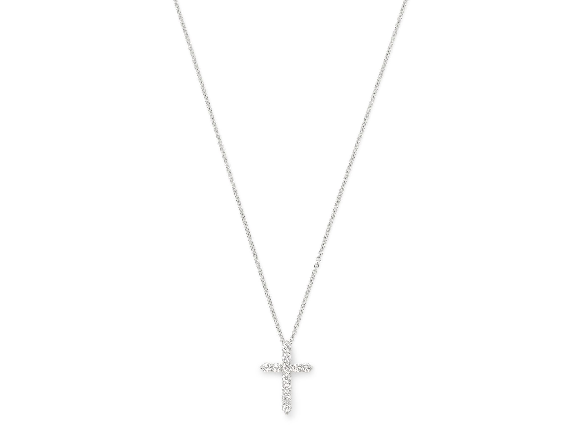 Diamond Small Cross Pendant Necklace in 14K White Gold or 14K Yellow Gold, 0.33 tcw — Image 3
