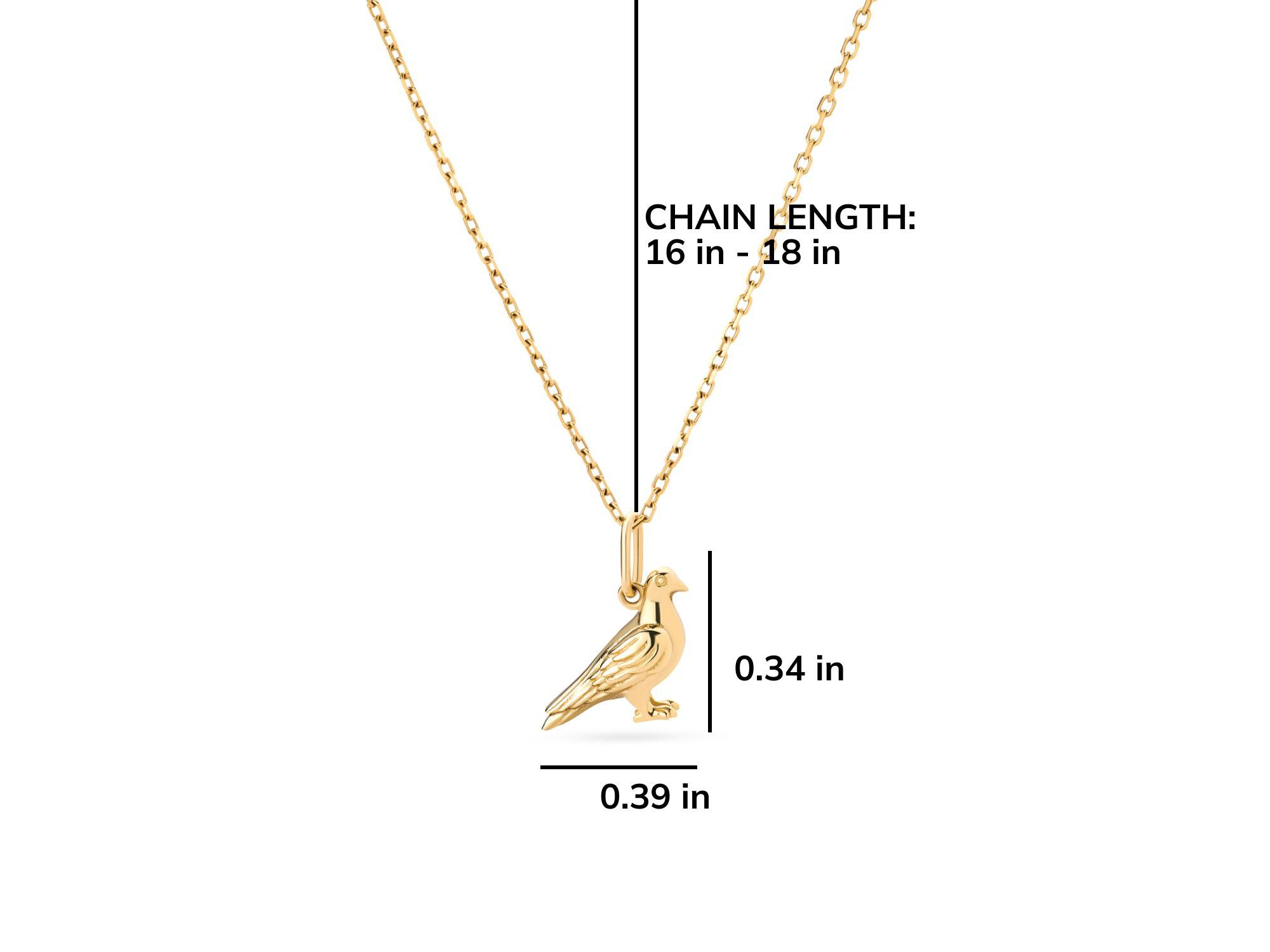 Solid Gold Pigeon Charm Necklace — Image 5