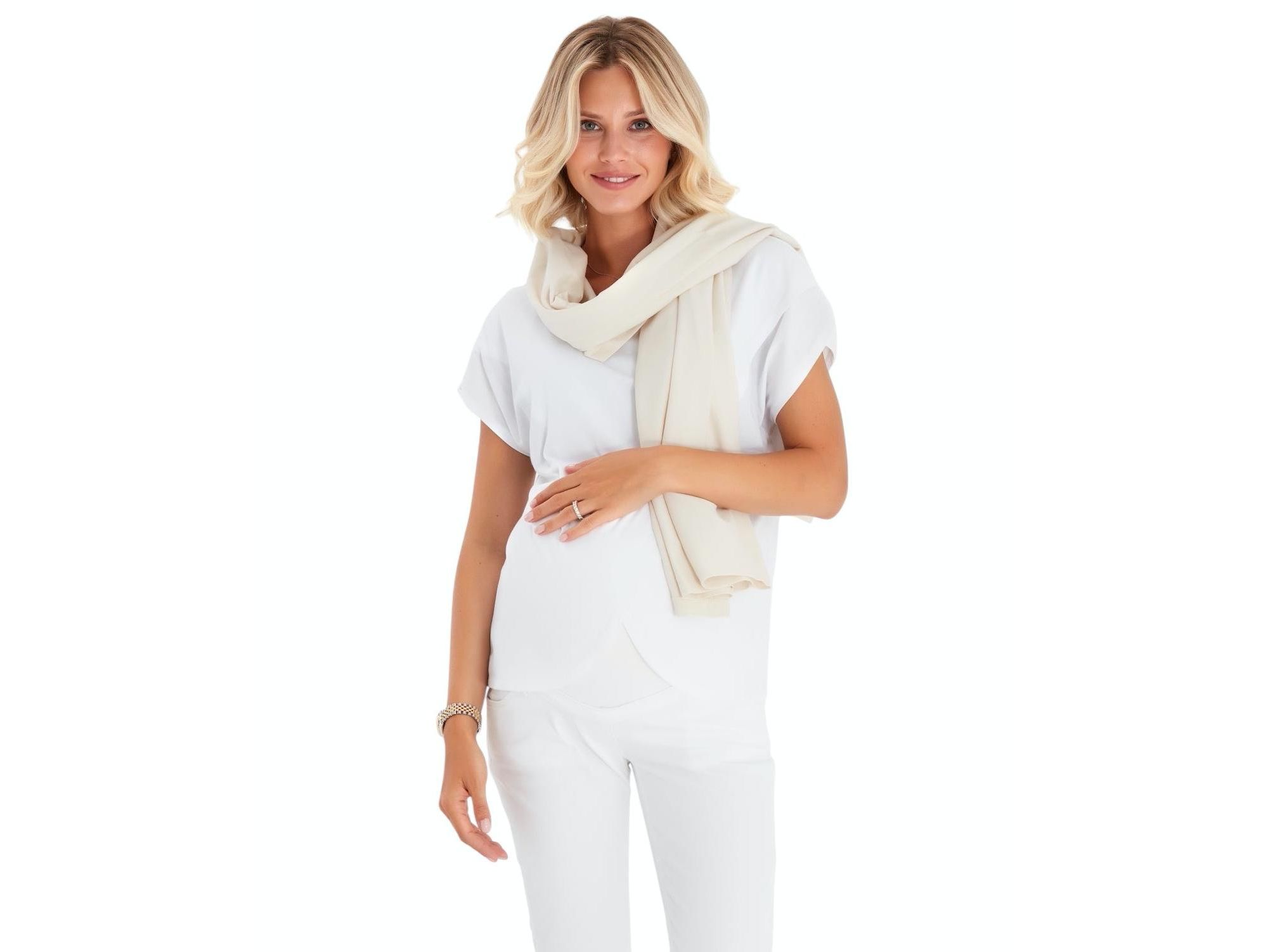 Handy Crossover Short Sleeve Cotton Maternity/Nursing Top — Image 3