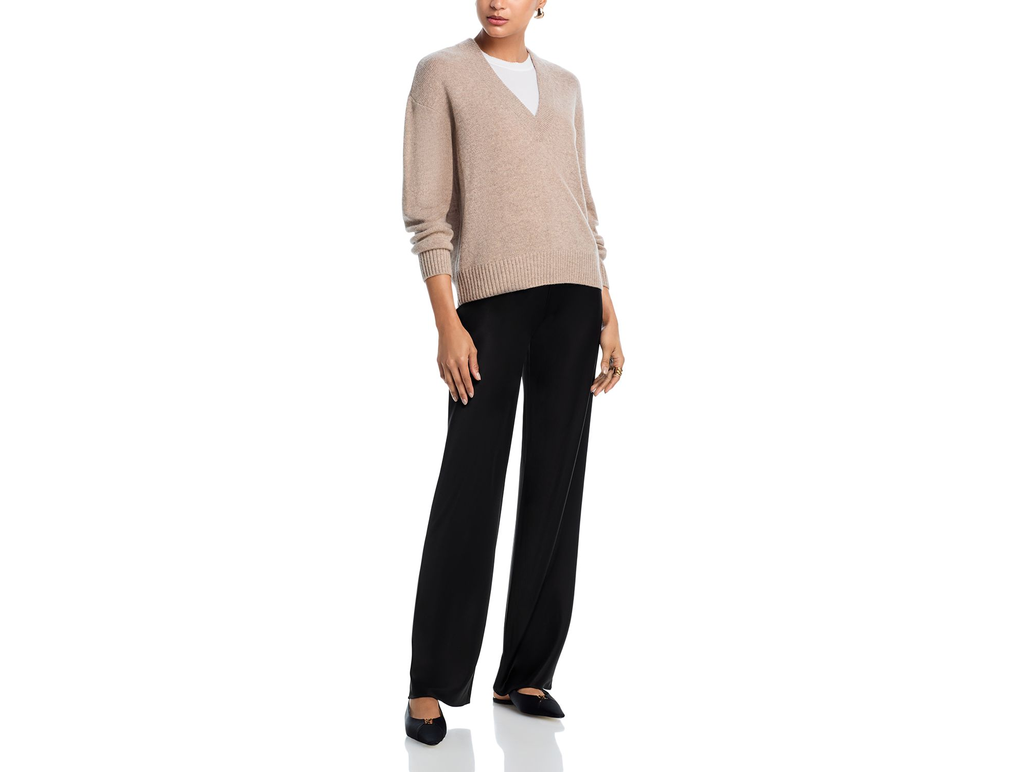 100% Cashmere Drop Shoulder V Neck Sweater - Exclusive — Image 8