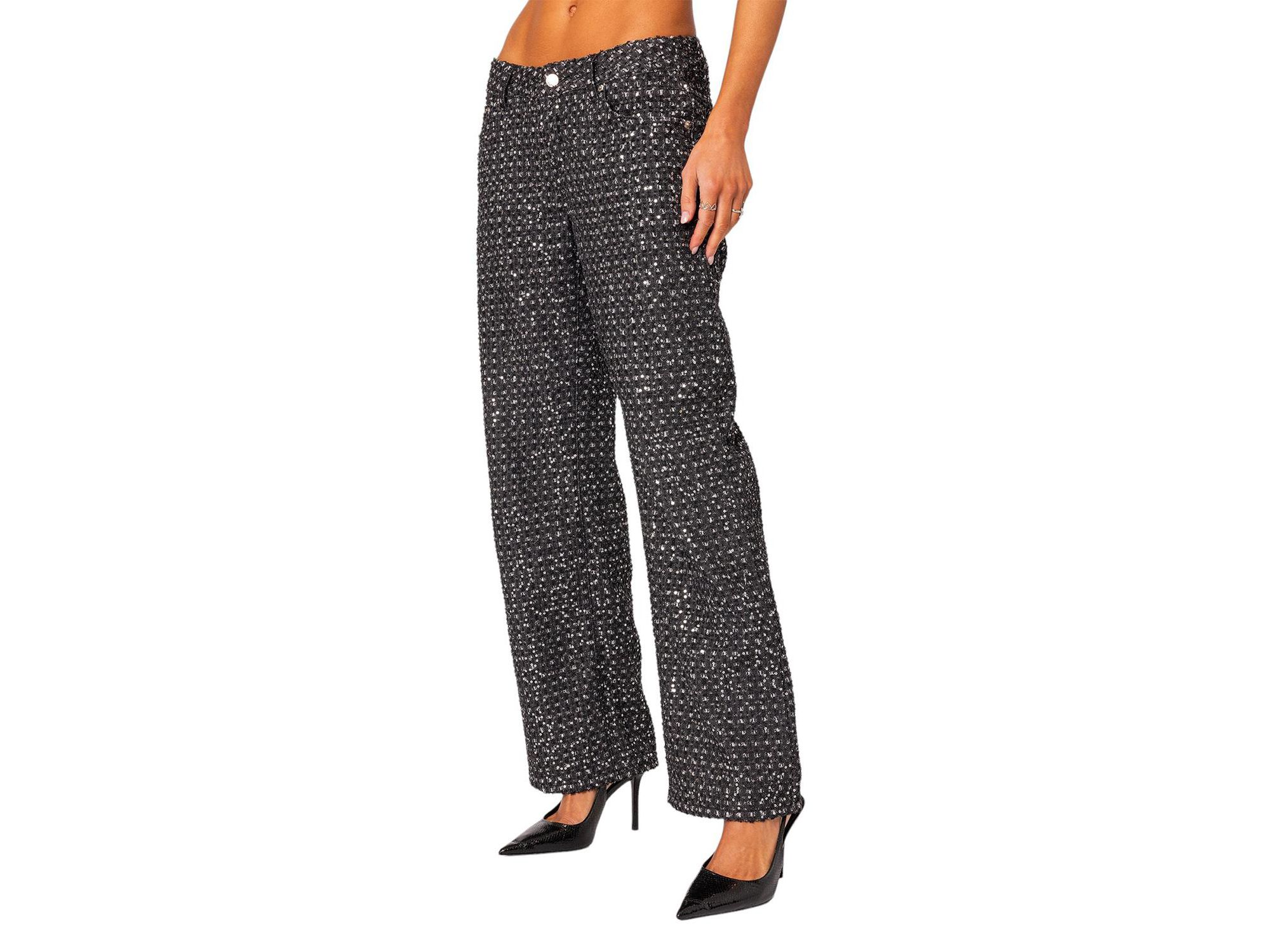 Nyah Sequin Loose Fit Jeans in Black — Image 3