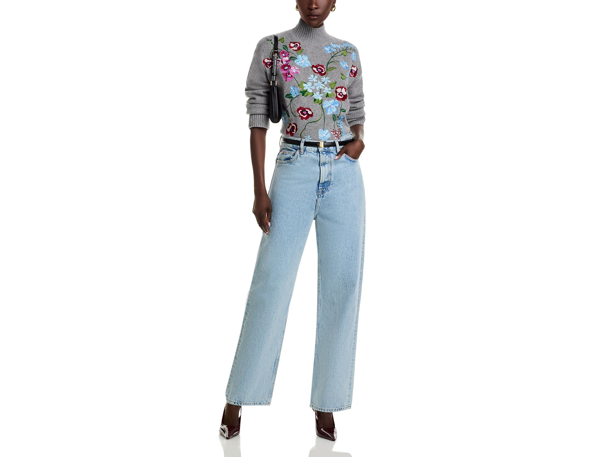 100% Cashmere Garden Floral Mock Neck Sweater - Exclusive — Image 5