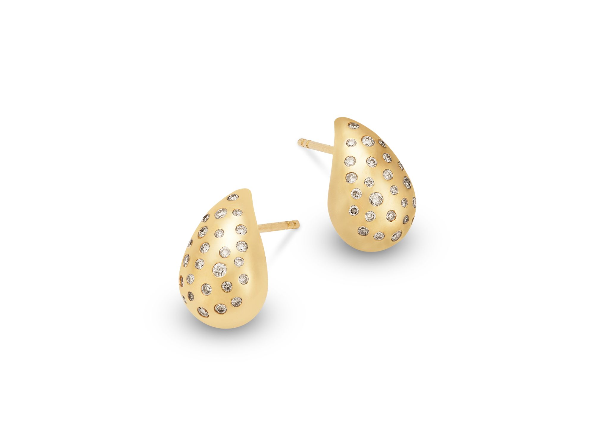 Puffy Diamond Earrings in 14K Yellow Gold, 0.33 tcw — Image 3