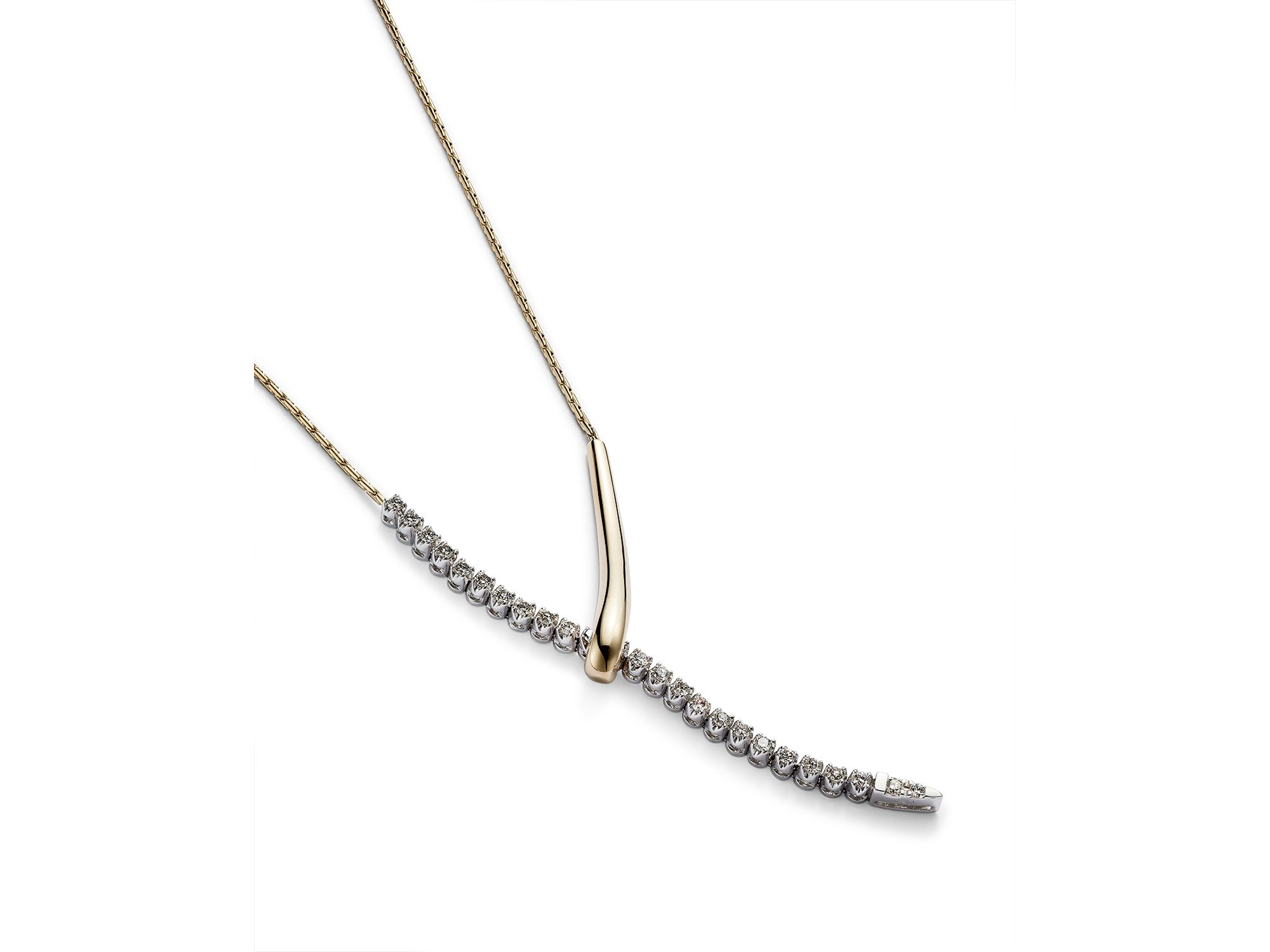 Diamond Y Necklace in 14K Yellow and White Gold, .50 tcw — Image 3