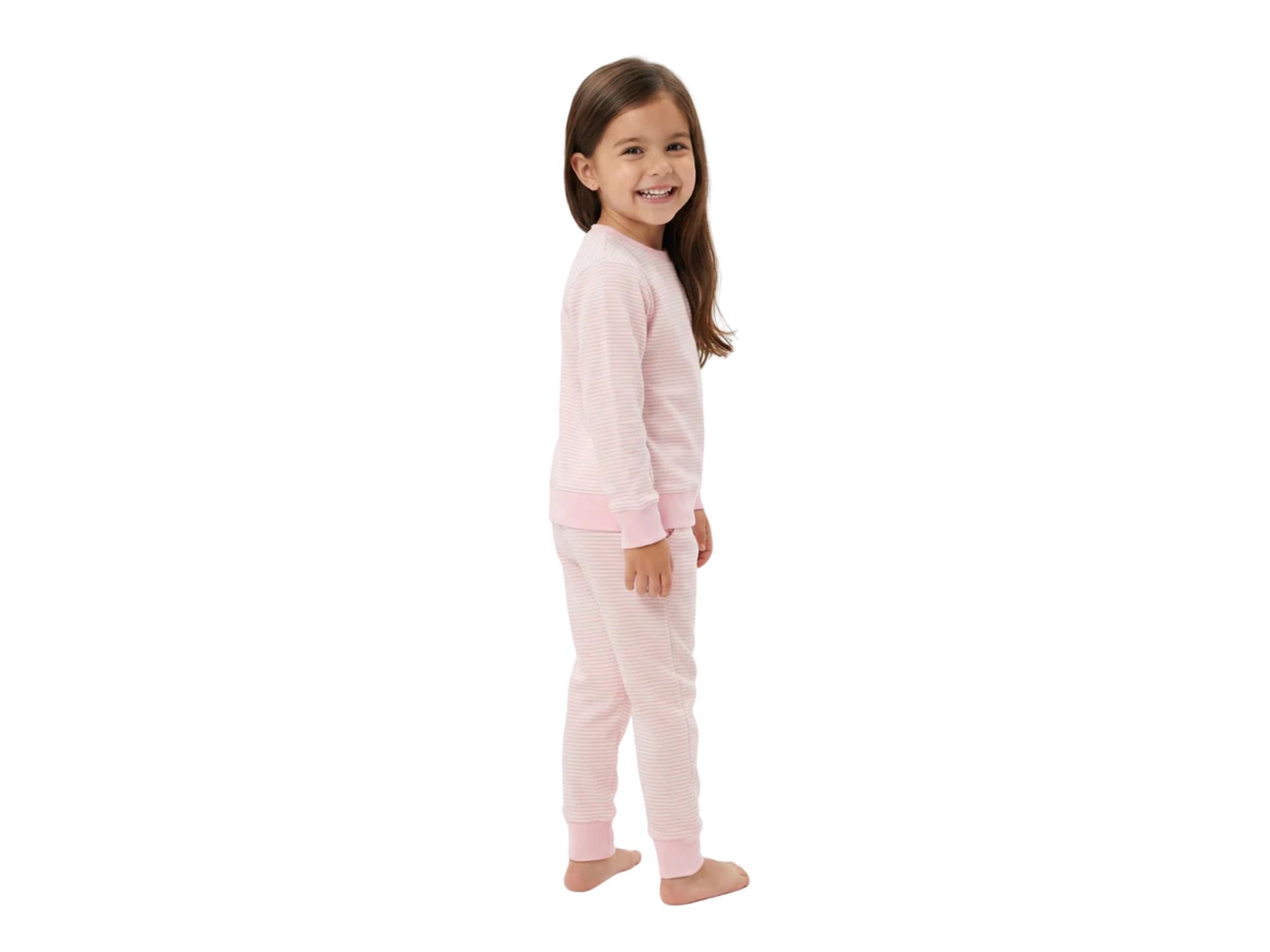 Girls' Peony Stripe Little Lounger Bamboo Sweatsuit - Baby, Little Kid — Image 5