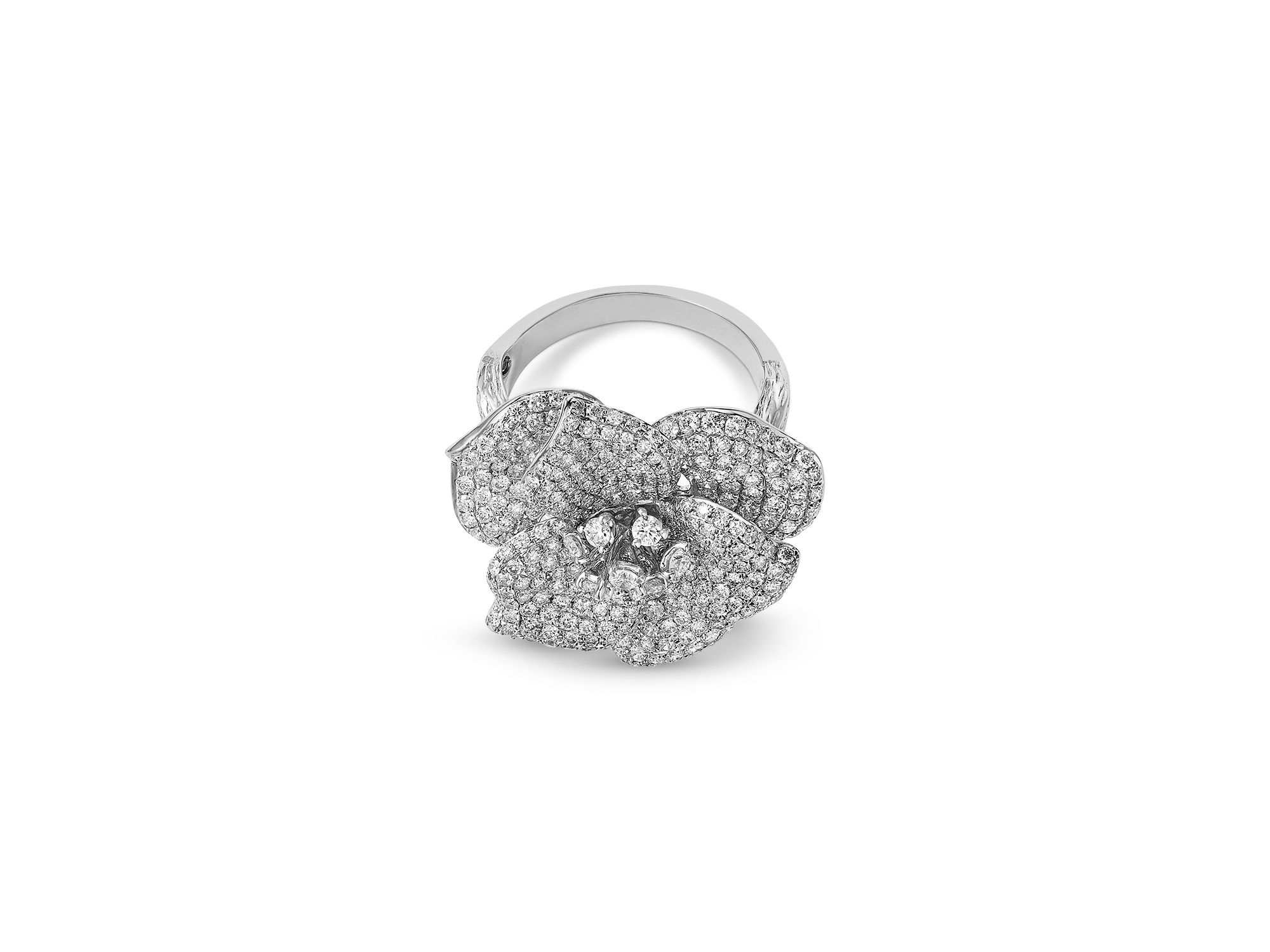 Diamond Flower Ring in 14K White Gold, 2.75 tcw — Image 3