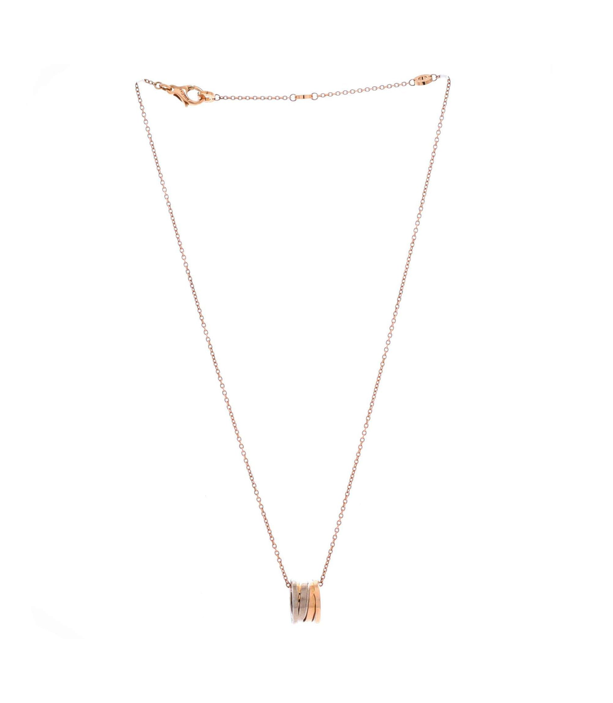 B.Zero1 Pendant Necklace 18K Rose Gold and 18K White Gold, 17.5" — Image 3