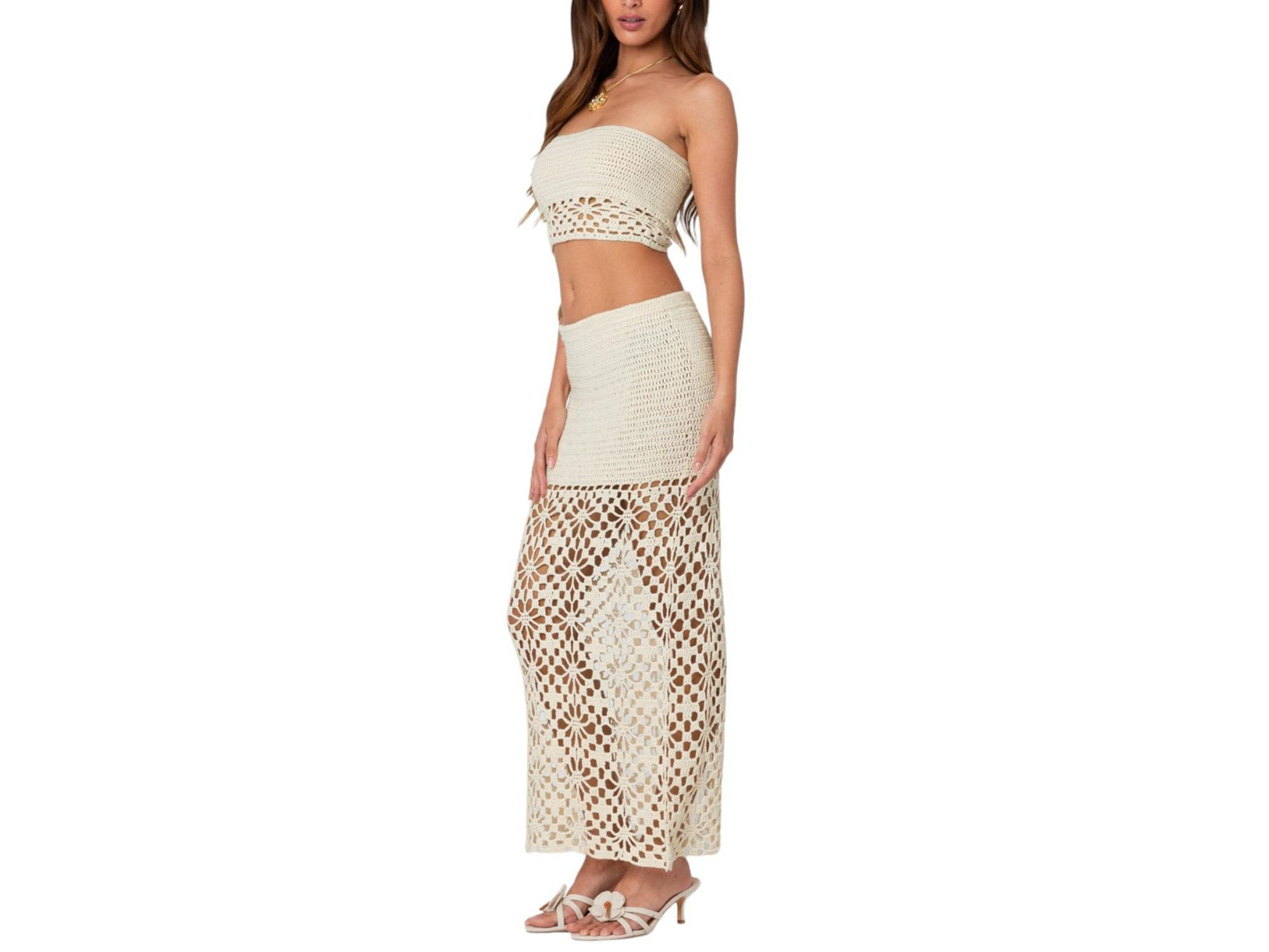 Ida Back Slit Crochet Maxi Skirt — Image 3