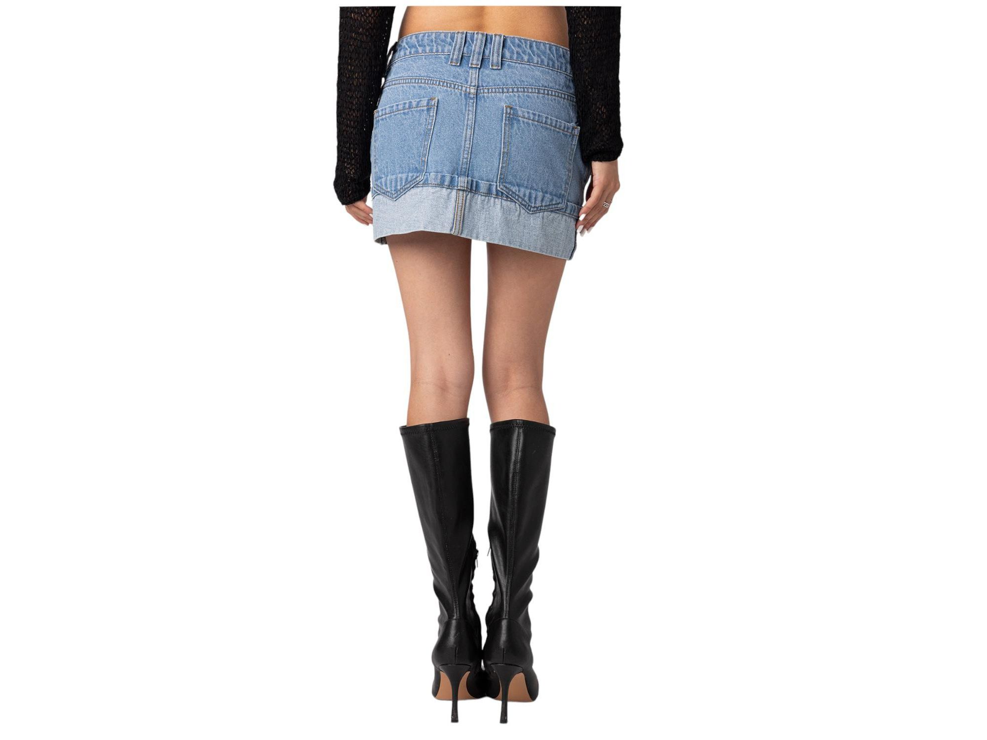 Folded Denim Mini Skirt — Image 3