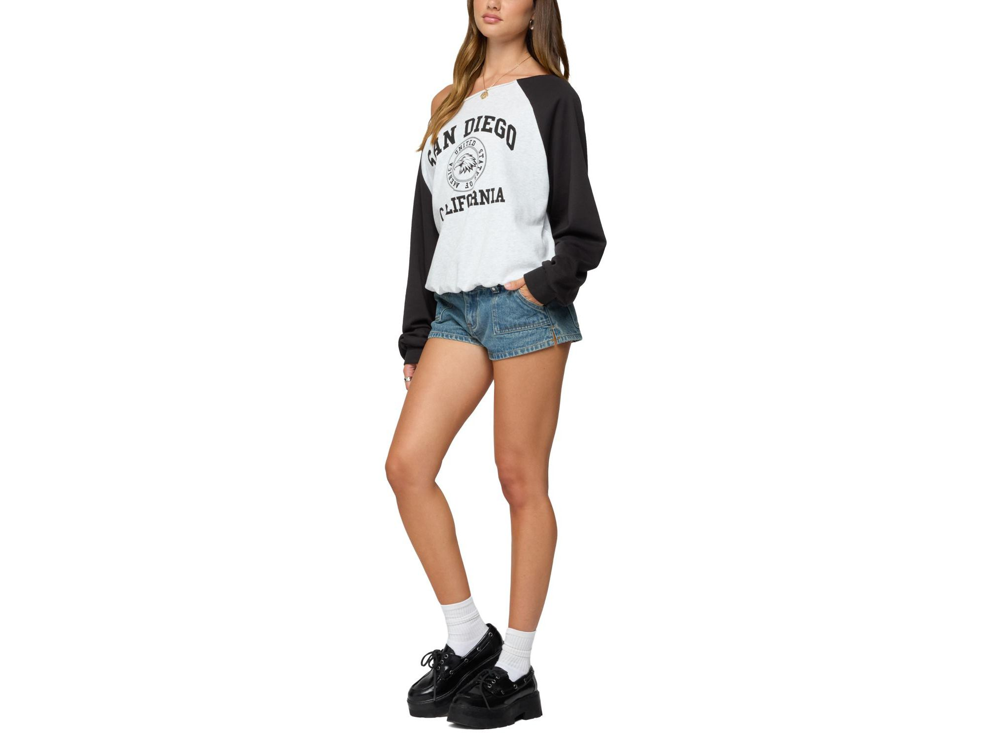 San Diego Off Shoulder Raglan Sweatshirt — Image 5