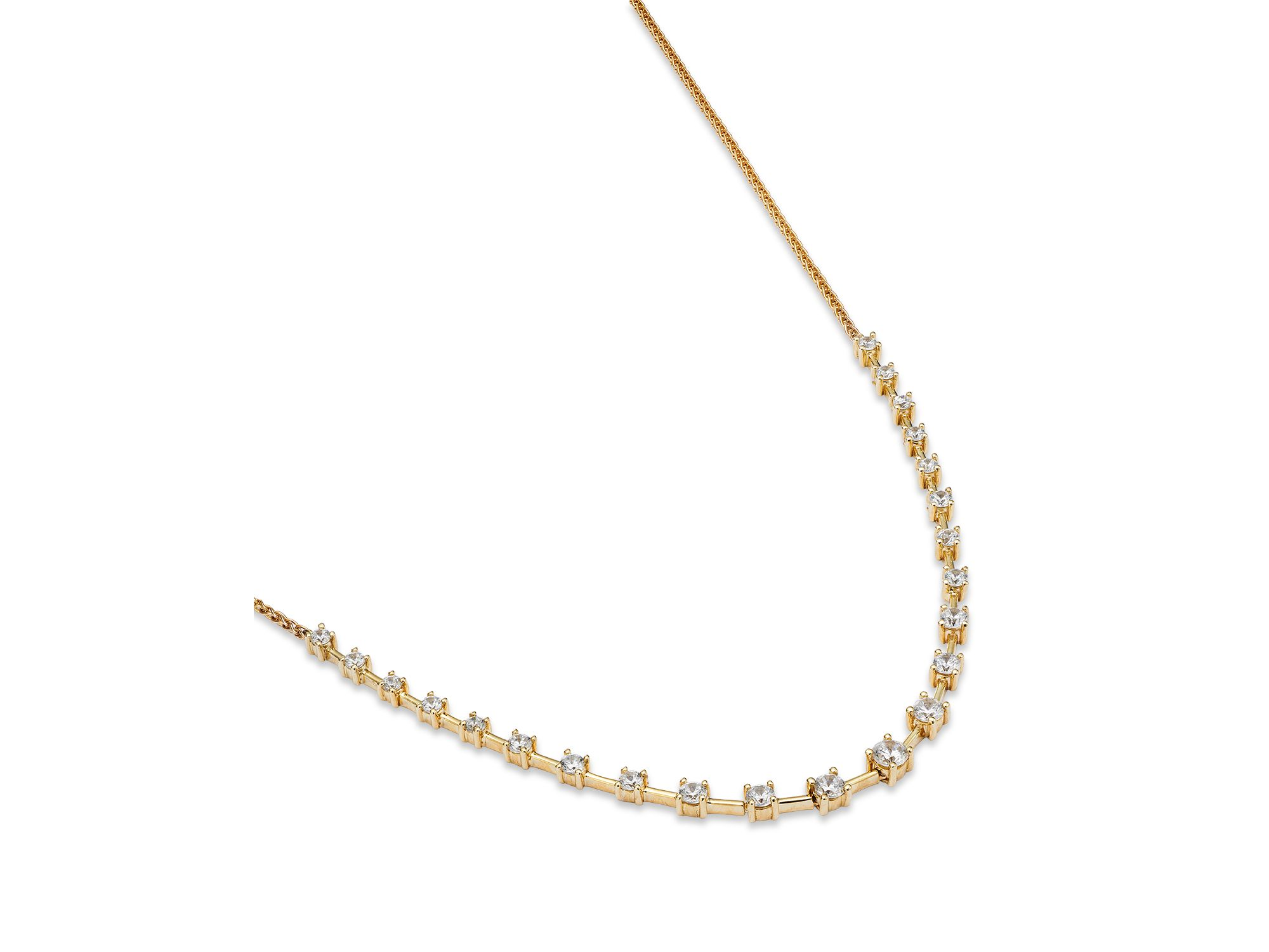Diamond Station Tennis Necklace in 14K Yellow Gold, 1.0 tcw — Image 3