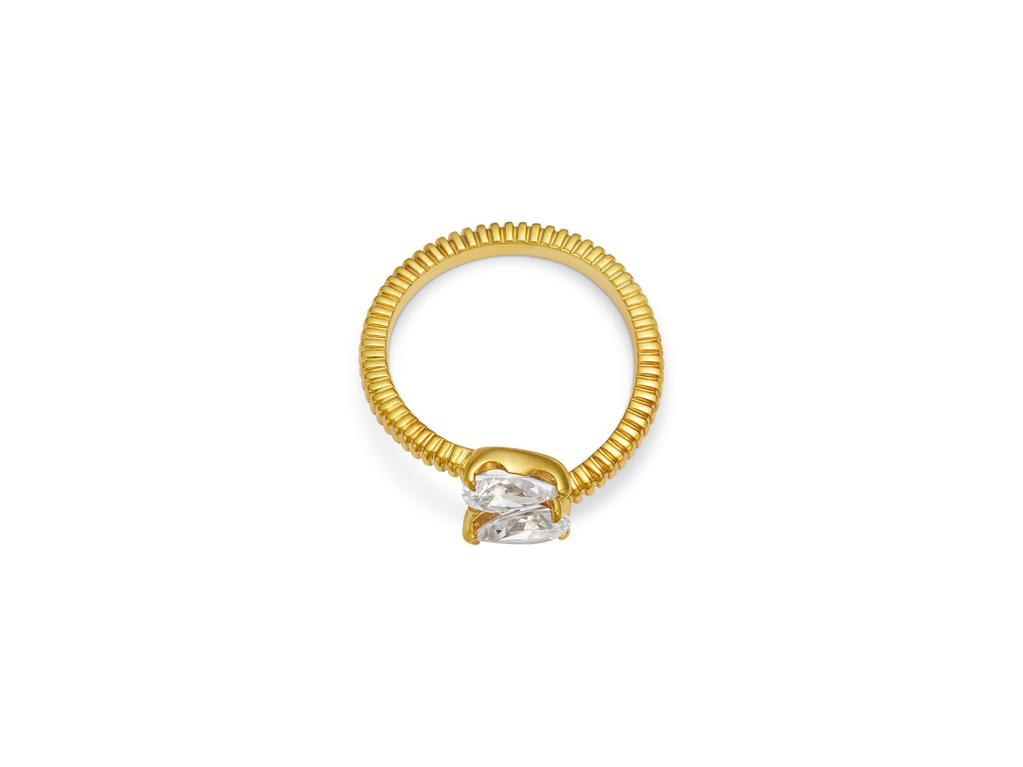 Certified Lab Grown Diamond Pear Bypass Ring in 14K Yellow Gold, 1.0 tcw — Image 3